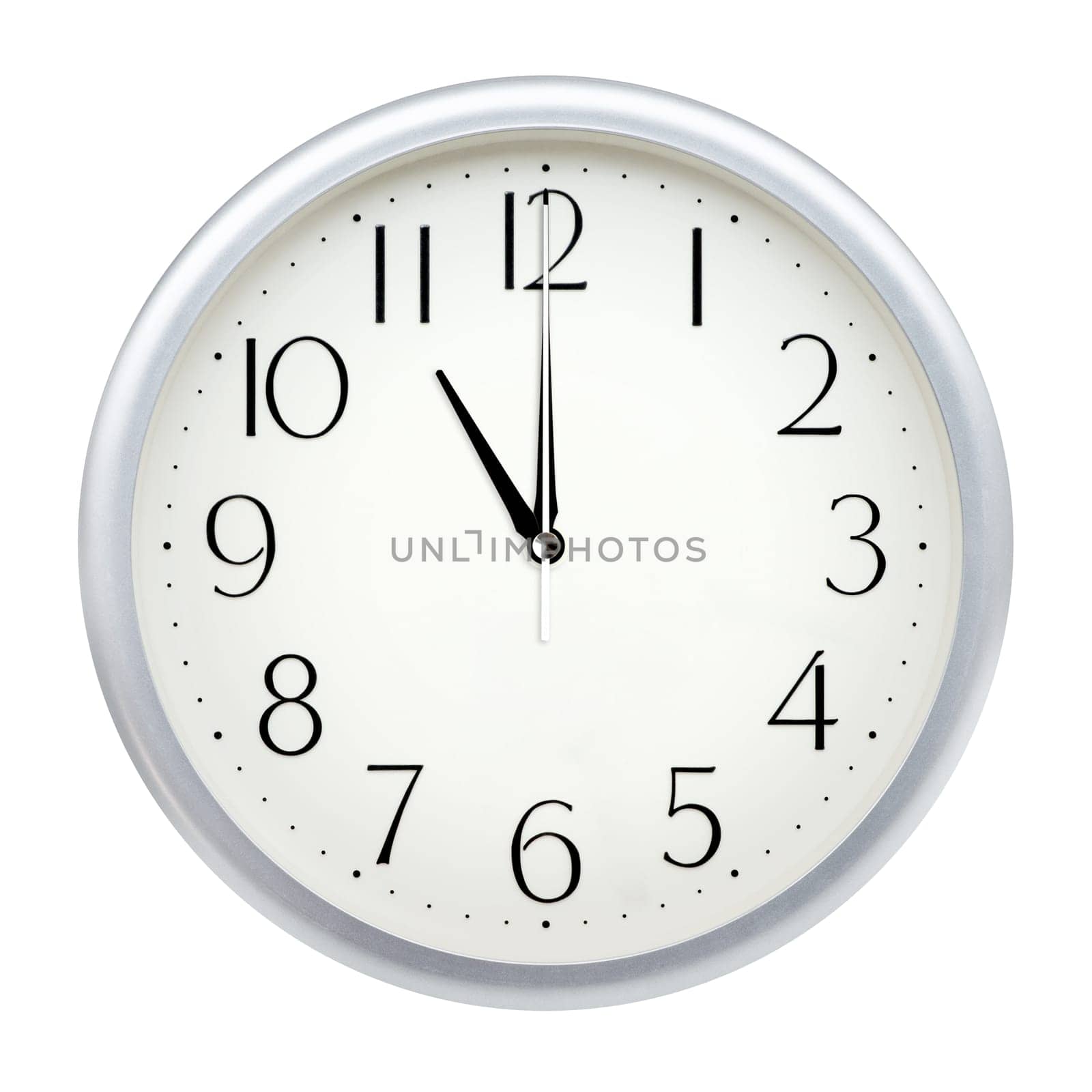 Analog wall clock isolated on white background.