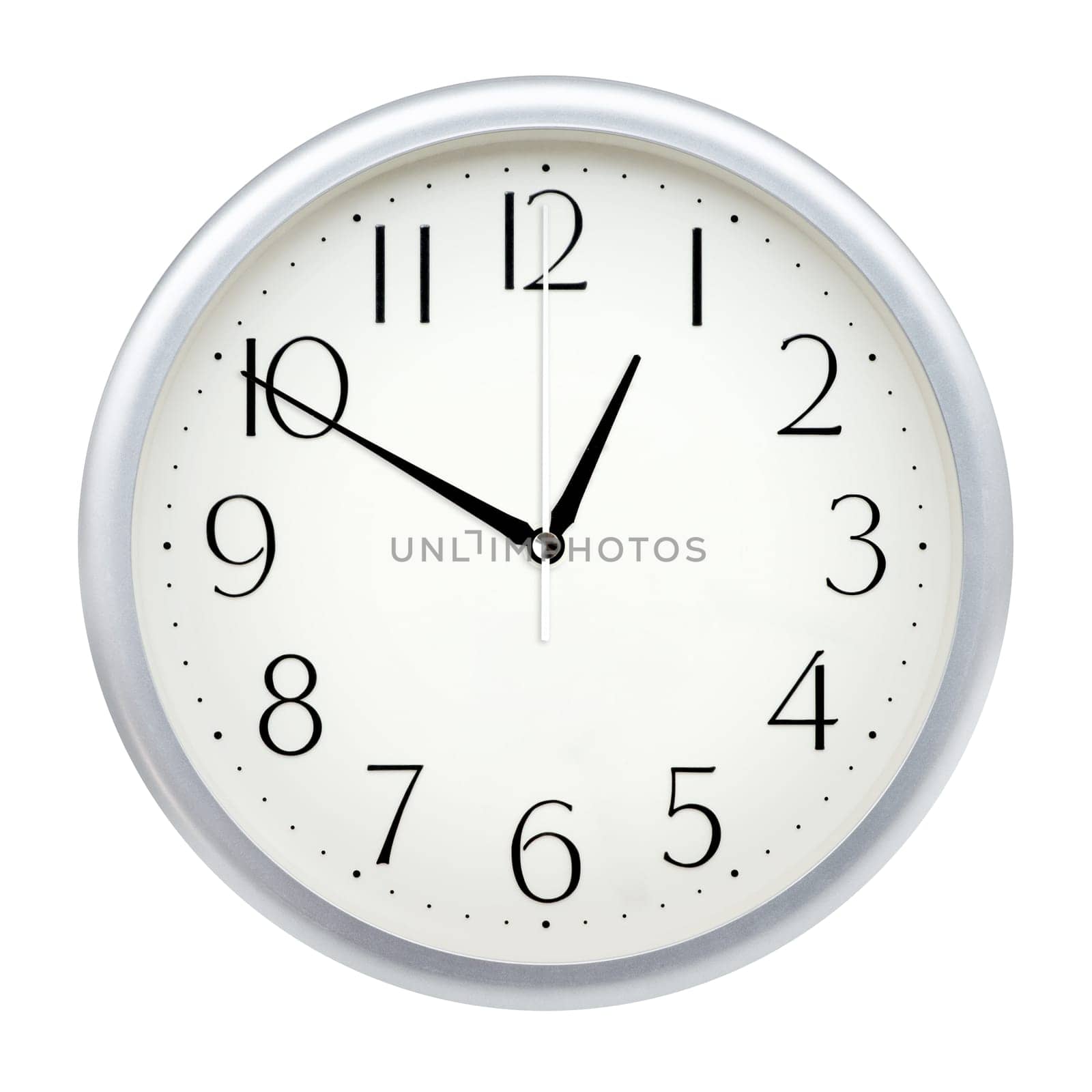 Analog wall clock isolated on white background.