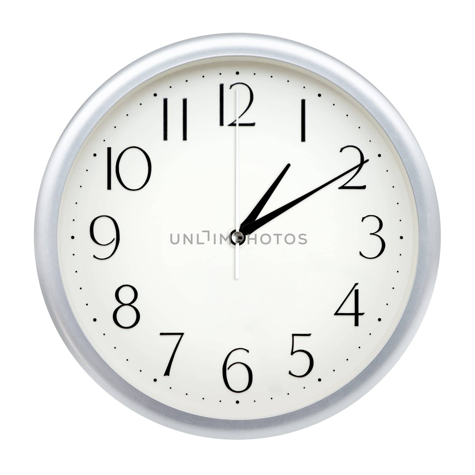 Analog wall clock isolated on white background.