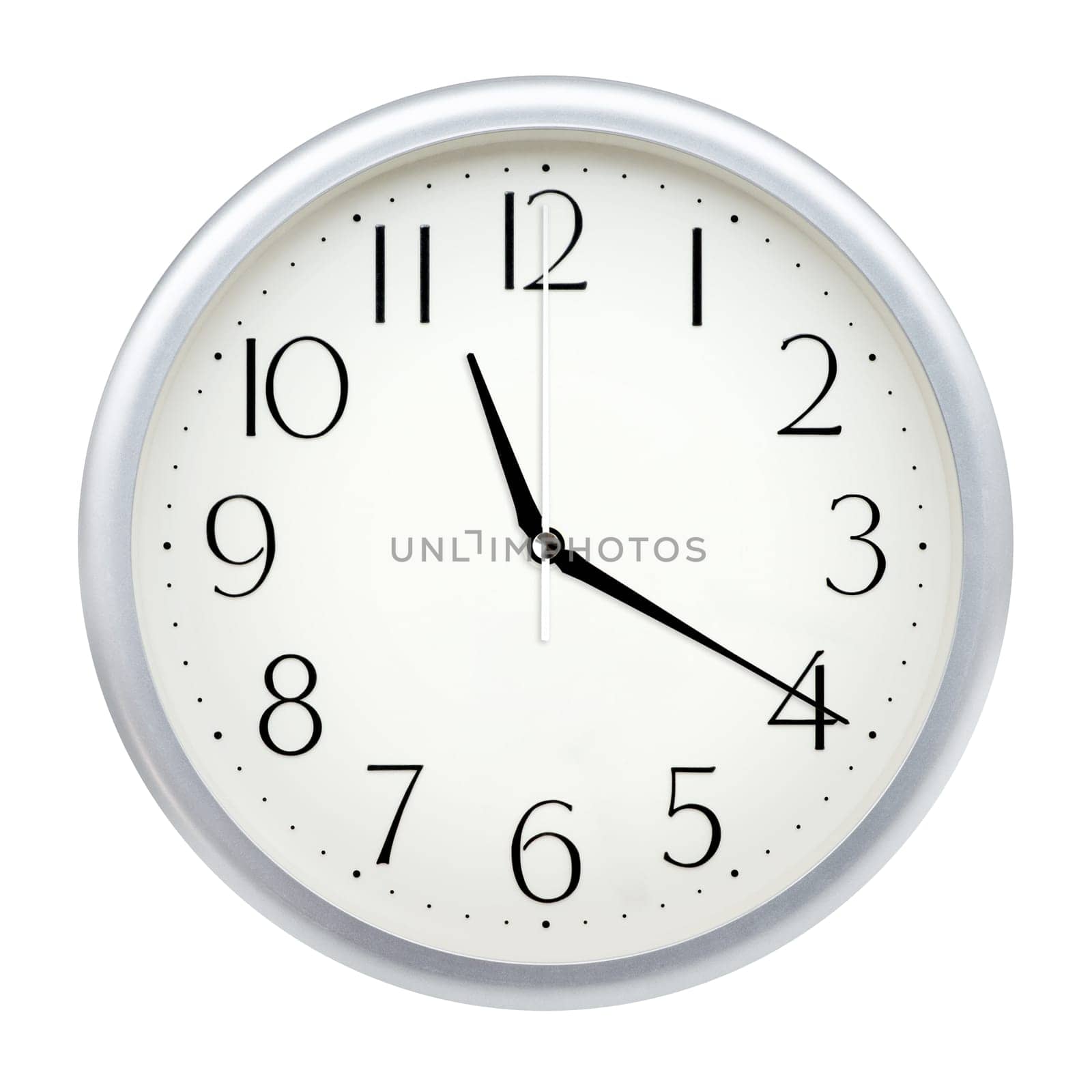Analog wall clock isolated on white background.