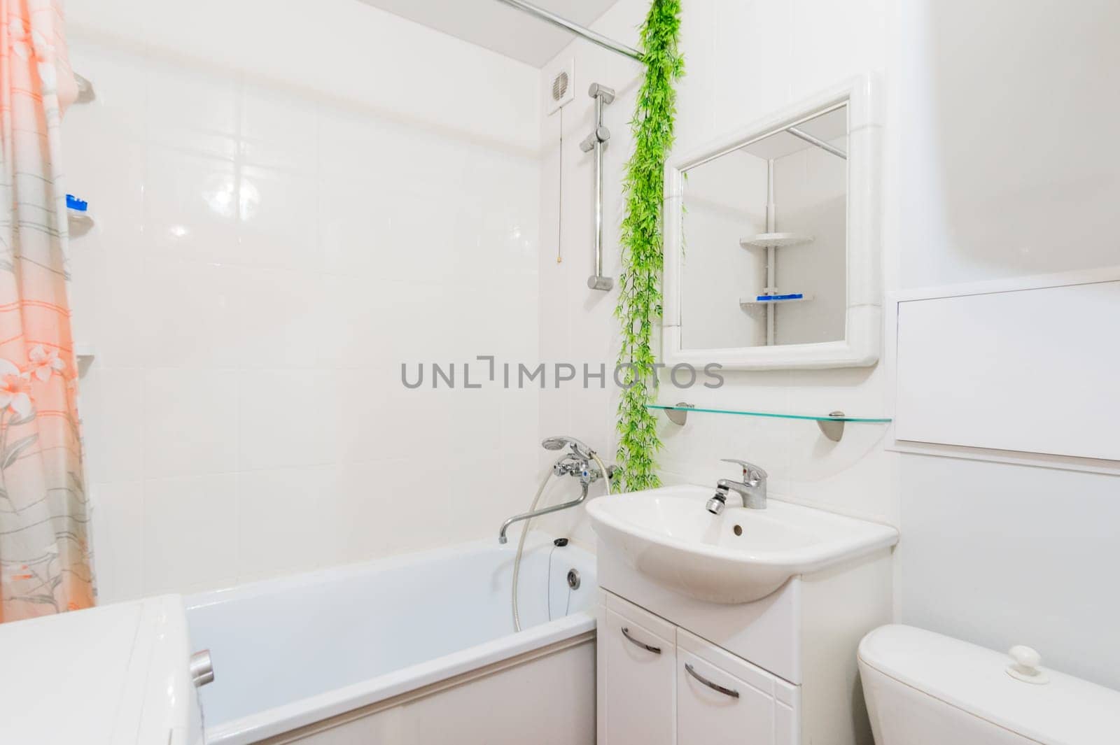 Russia, Moscow- July 16, 2019: interior room apartment. standard repair decoration in hostel. bathroom and toilet