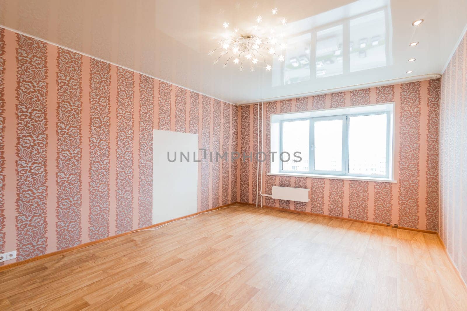 Russia, Moscow- July 16, 2019: interior room apartment. standard repair decoration in hostel. bright empty room without furniture