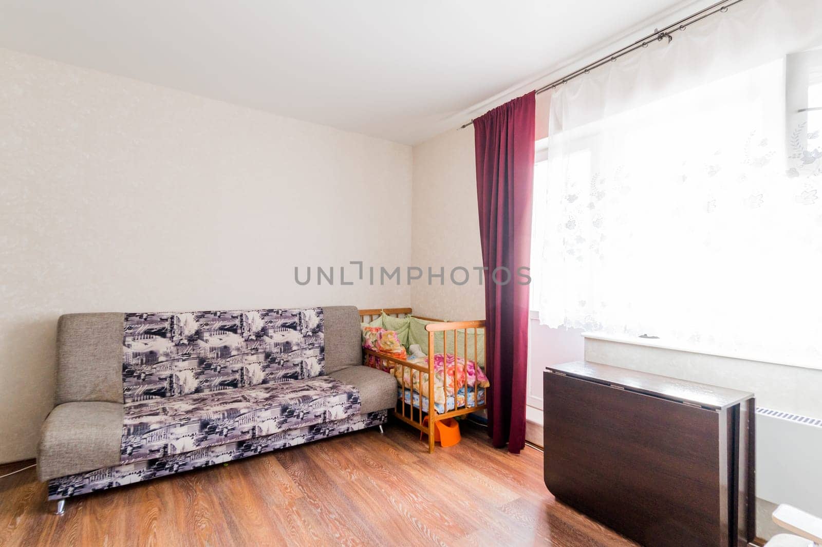 Russia, Moscow- July 16, 2019: interior room apartment. standard repair decoration in hostel