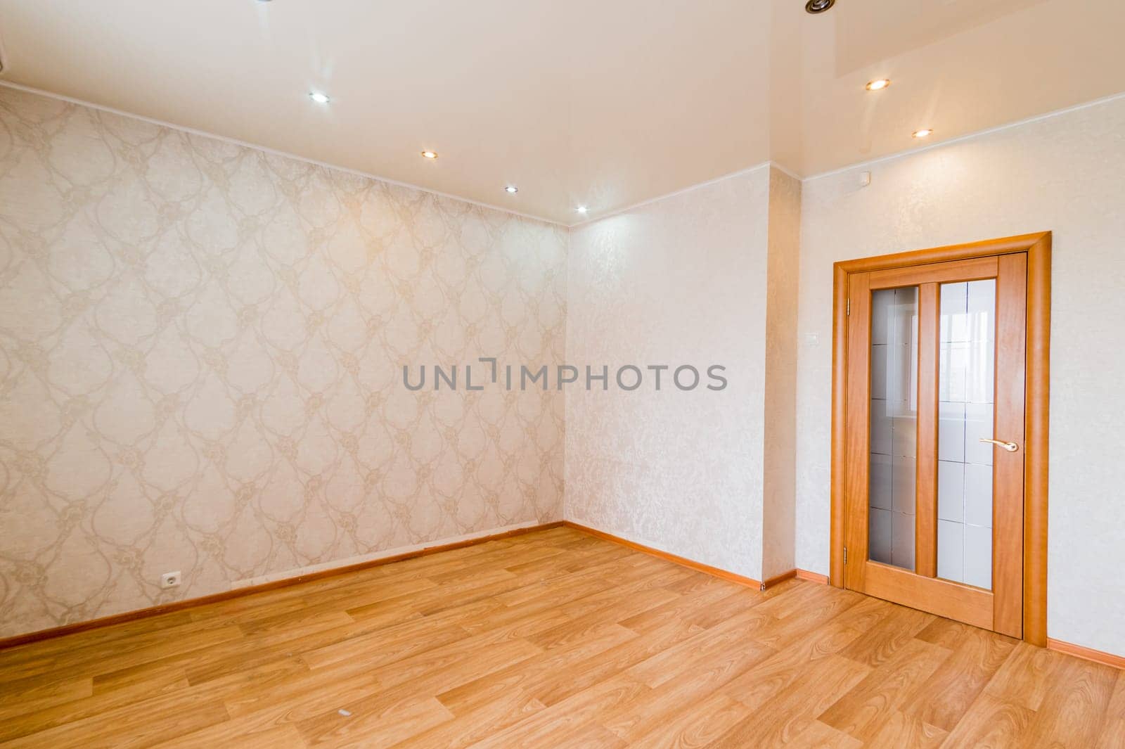 Russia, Moscow- July 16, 2019: interior room apartment. standard repair decoration in hostel. bright empty room without furniture