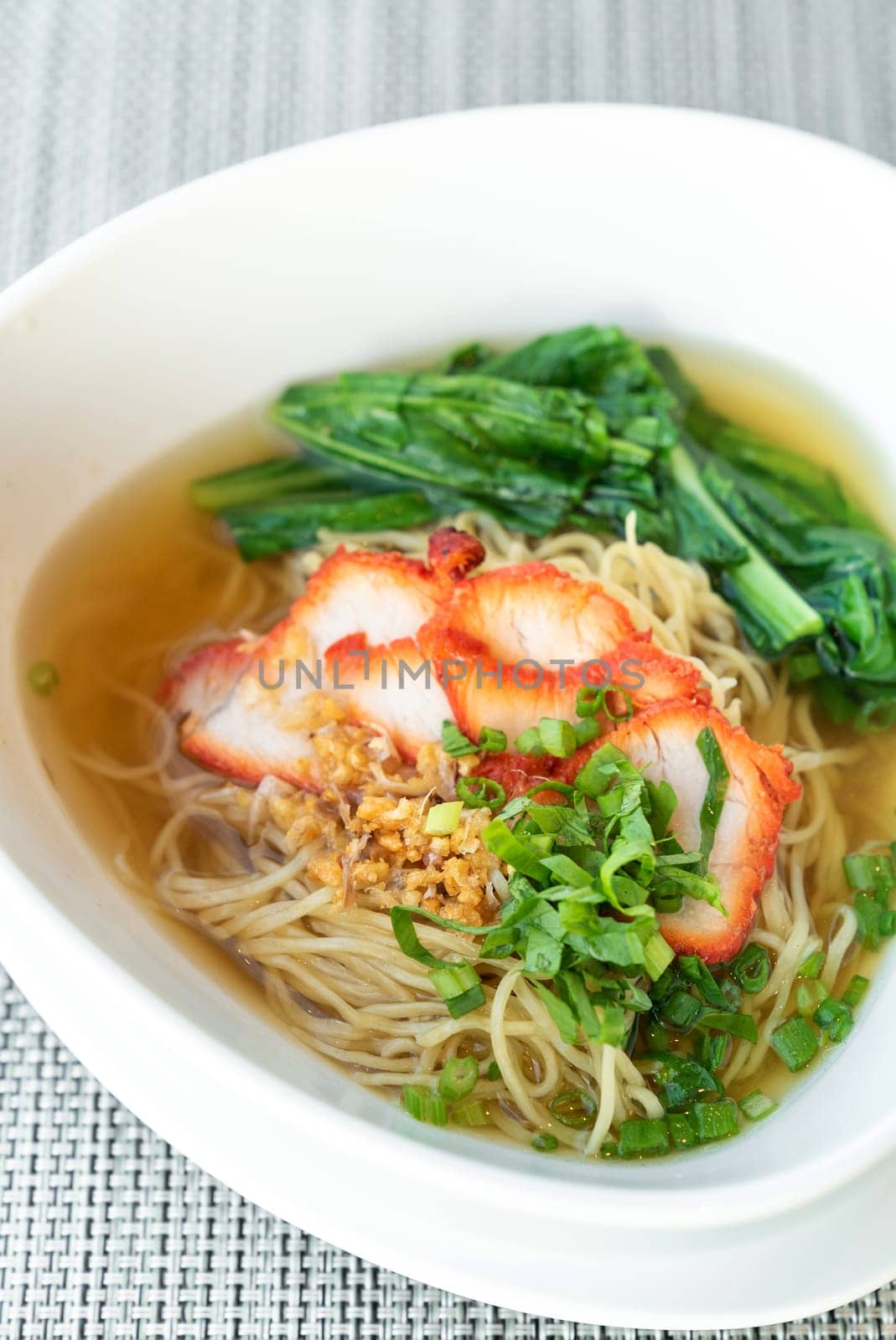 delicious BBQ Pork egg Noodle Thai Chinese Cuisine