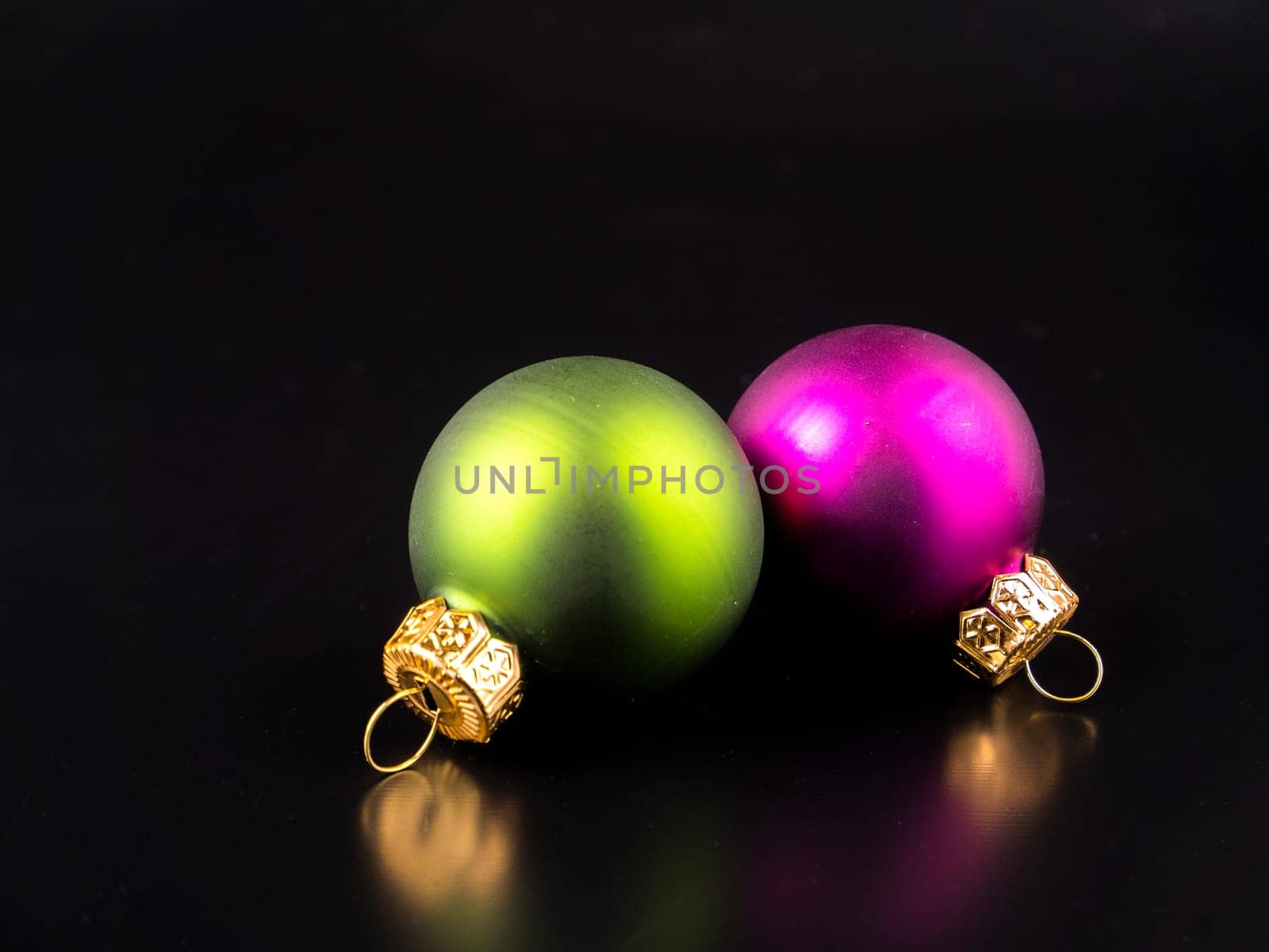 Christmas Christmas toys on a black background. New Year. Place for text. Background image.