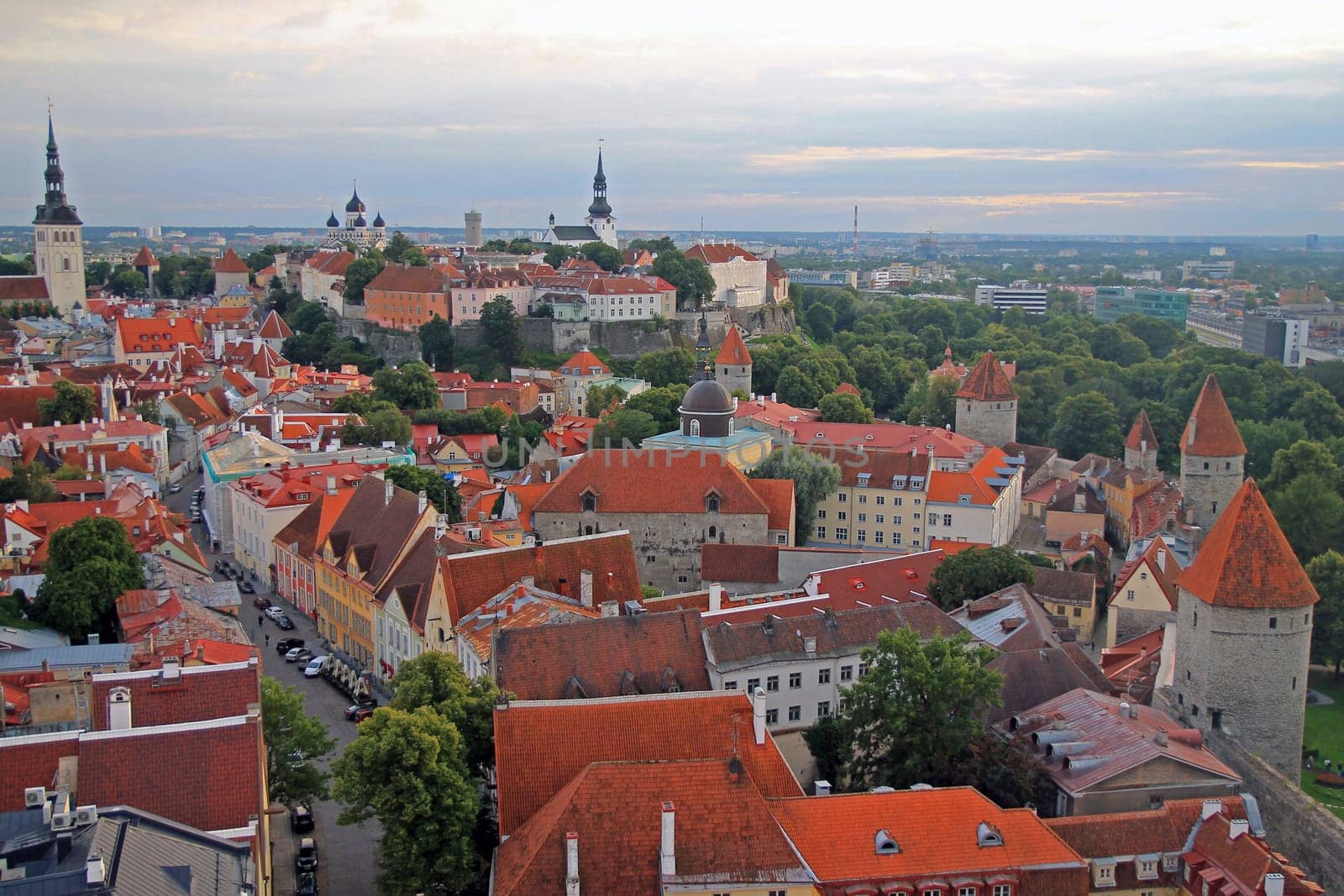 Downtown historical medieval Tallinn skyline with colored houses