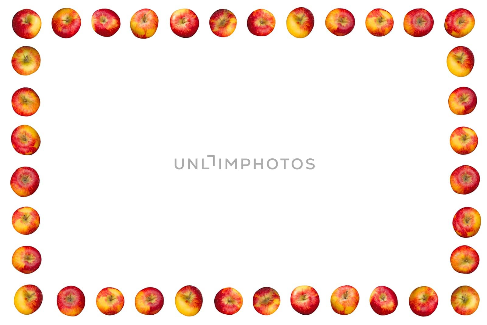 Frame of apples isolated on a white background.