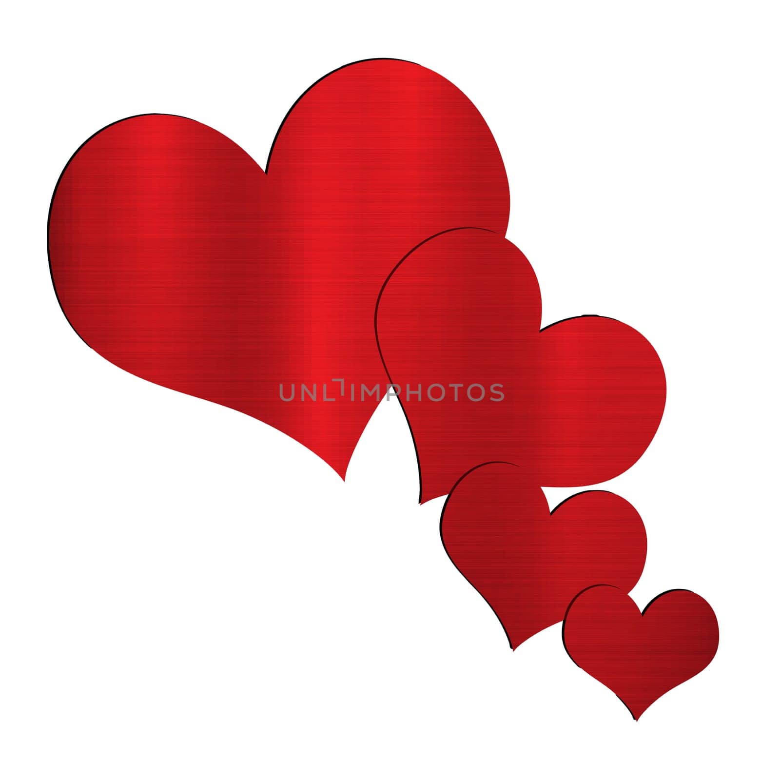 big hearts flying valentine day red love passion illustration metallic