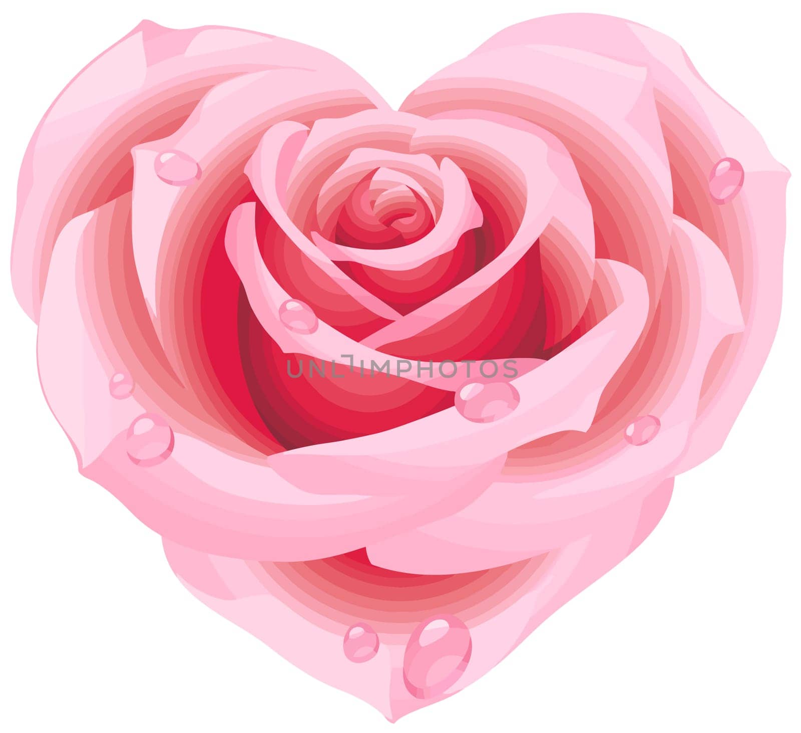 heart of pink rose shape romantic love illustration