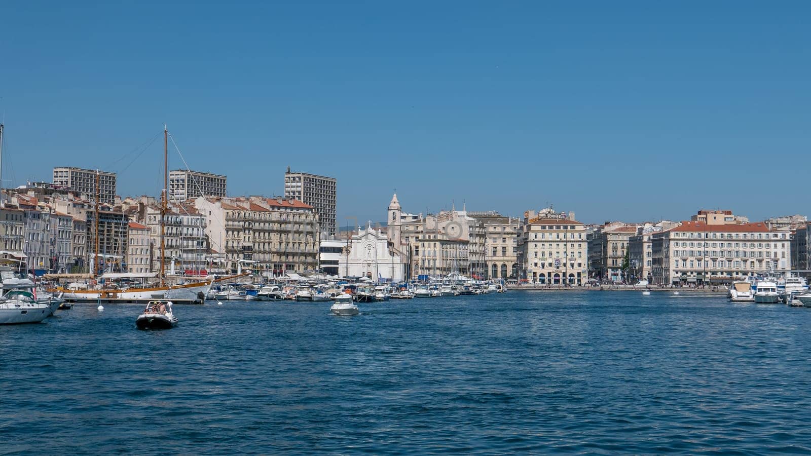 entrance to the old port of Marseille, France. boat ride