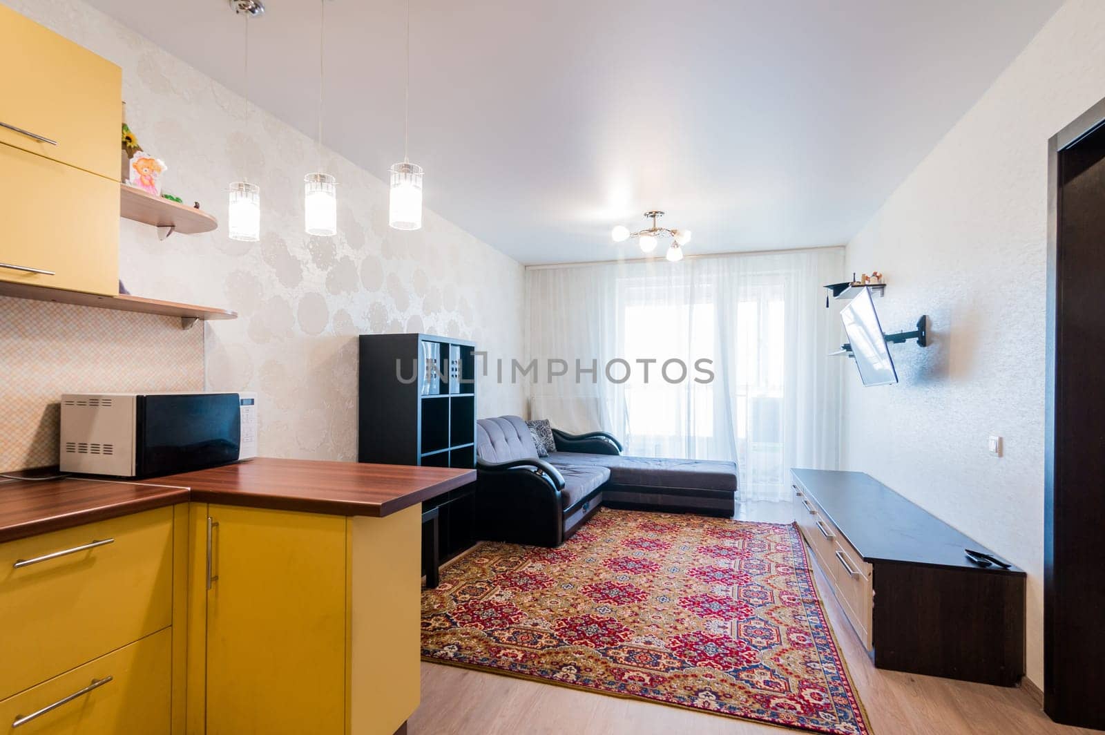 Russia, Moscow- July 08, 2019: interior room apartment. standard repair decoration in hostel