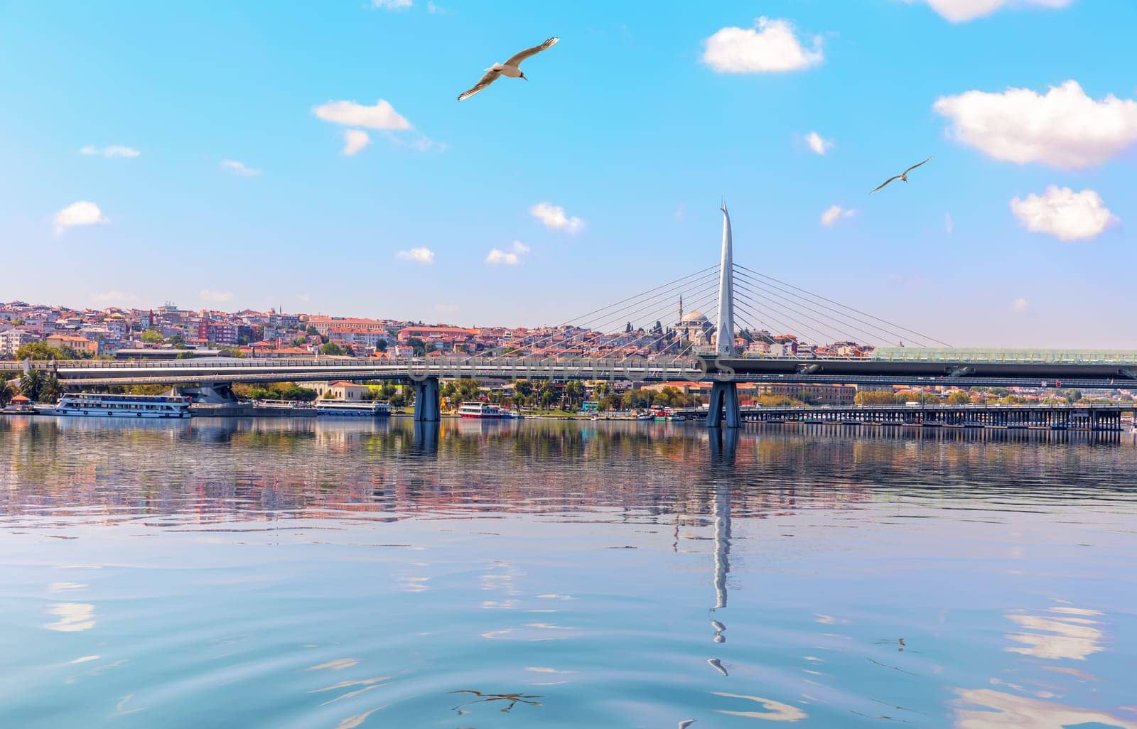 Halic Metro Bridge, beautiful sea view, Istanbul.