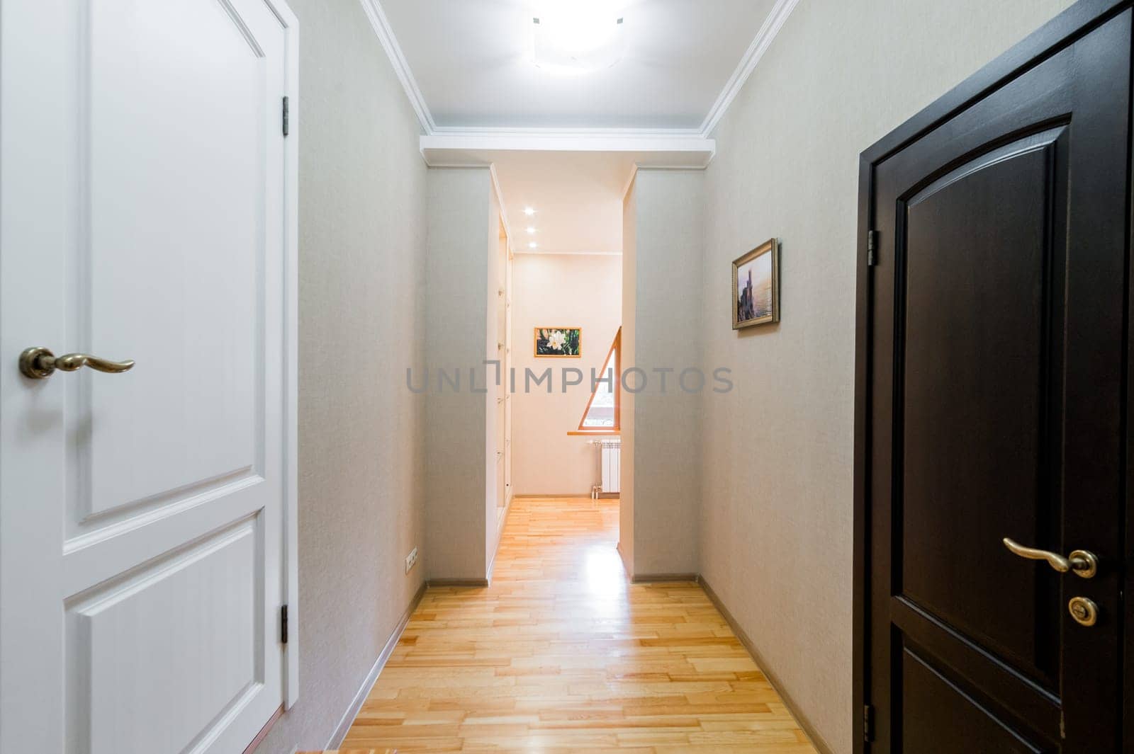 Russia, Moscow- July 23, 2019: interior room apartment. standard repair decoration in hostel. room doors, repair corridor