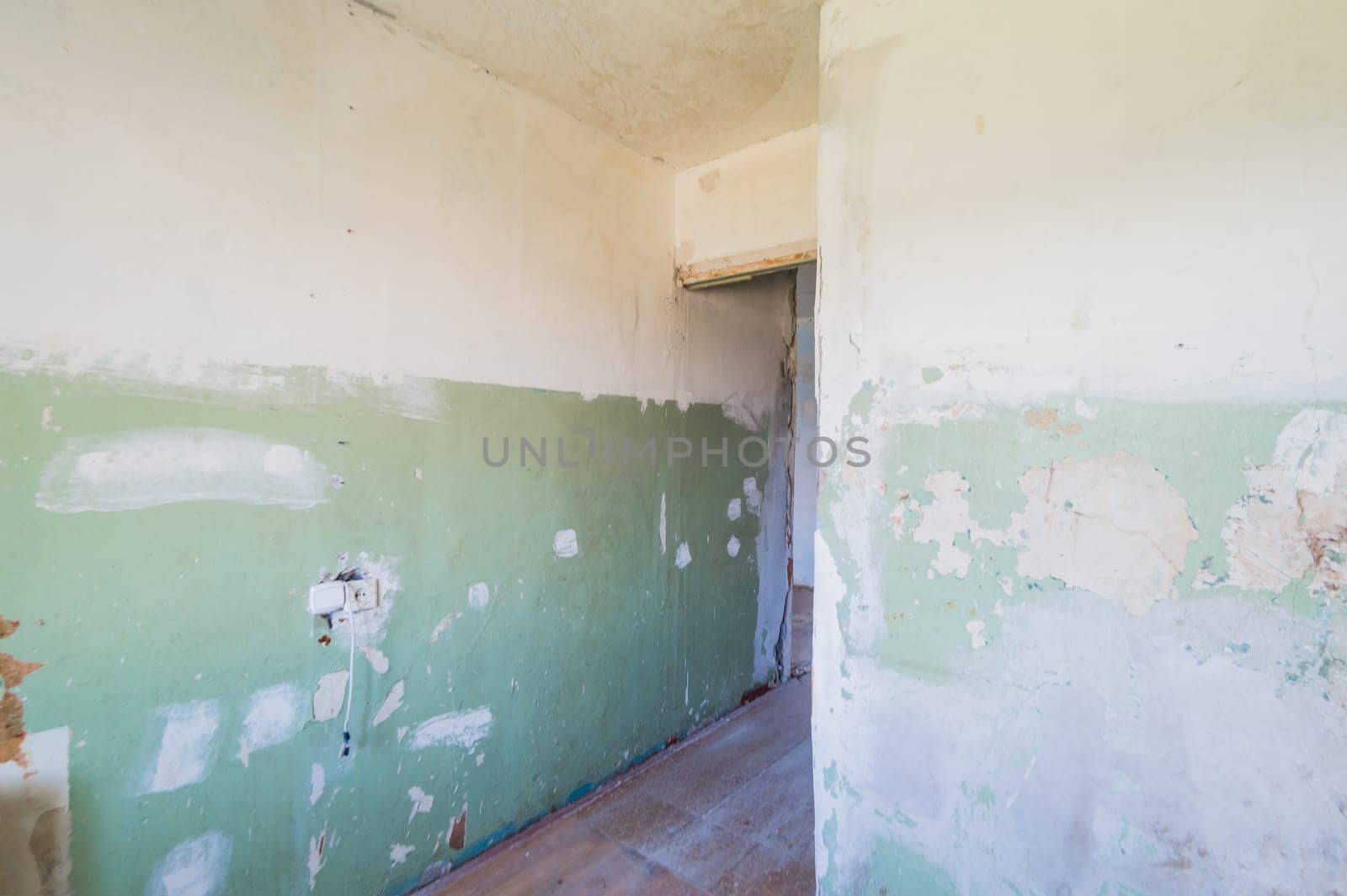 Russia, Moscow- July 23, 2019: interior room apartment. decrepit old careless not modern setting. cosmetic repairs required