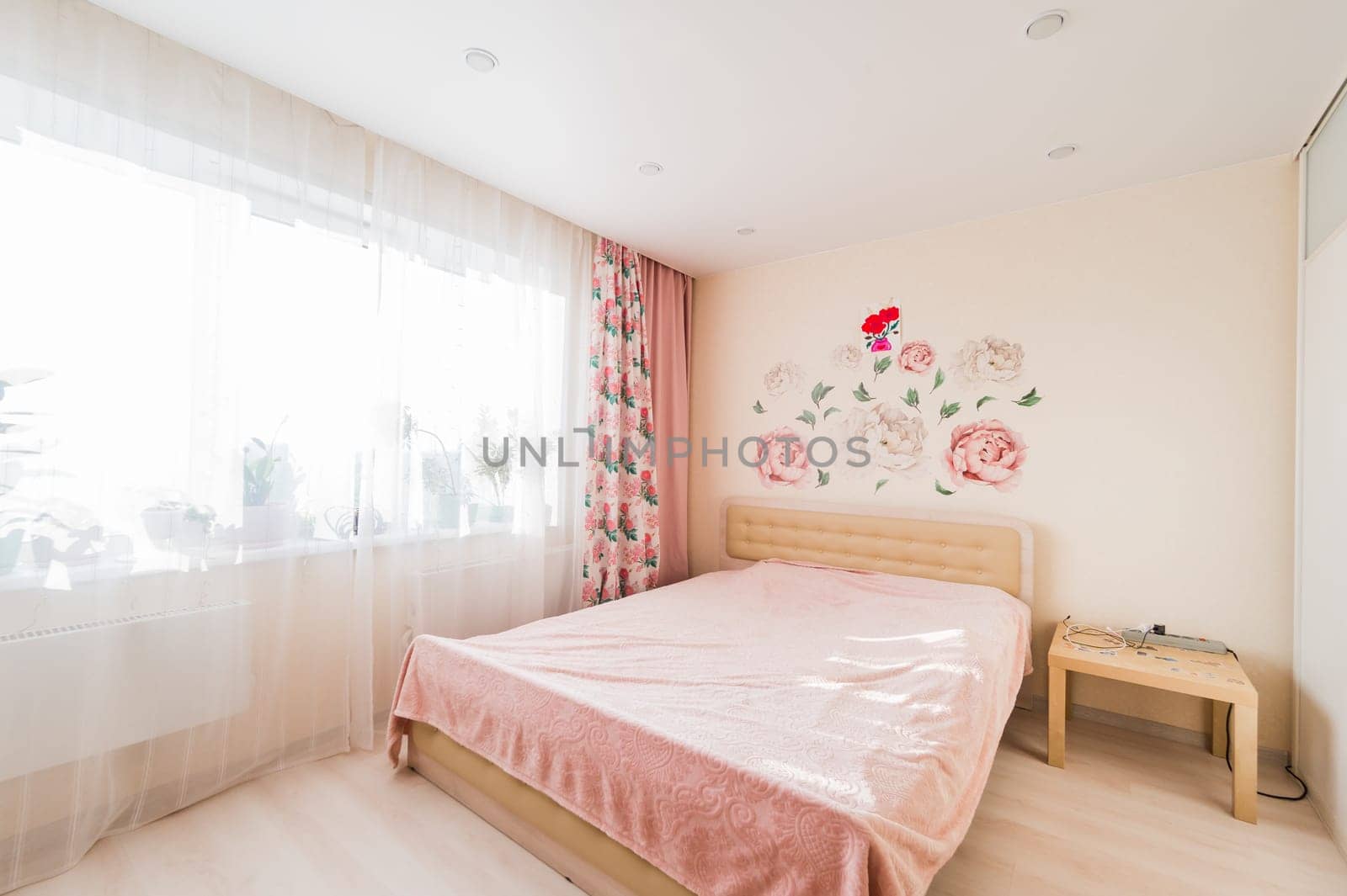 Russia, Moscow- July 25, 2019: interior room apartment. standard repair decoration in hostel
