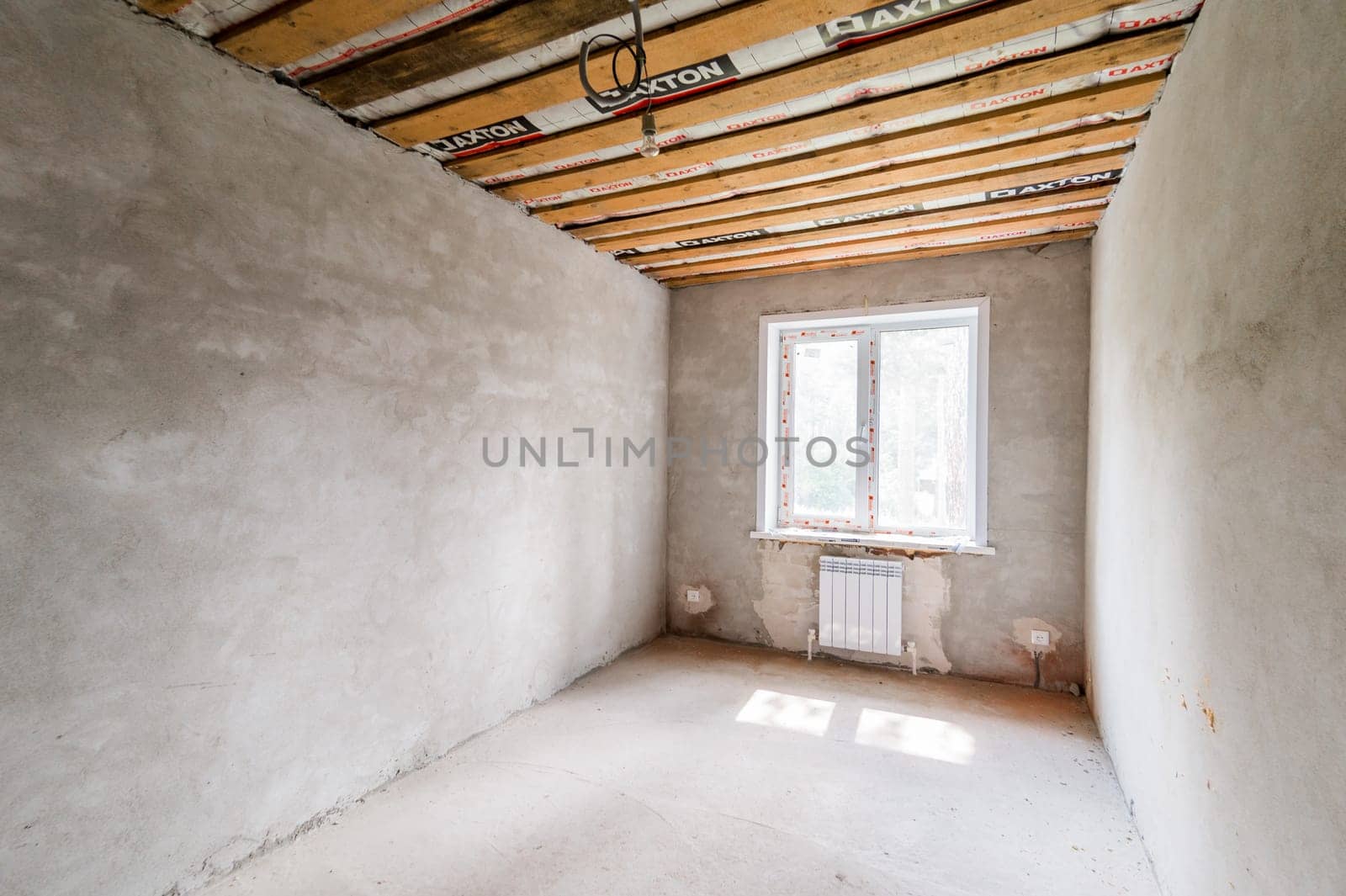 Russia, Moscow- July 23, 2019: interior room apartment. rough repair for self-finishing. interior decoration, bare walls of the room, stage of construction