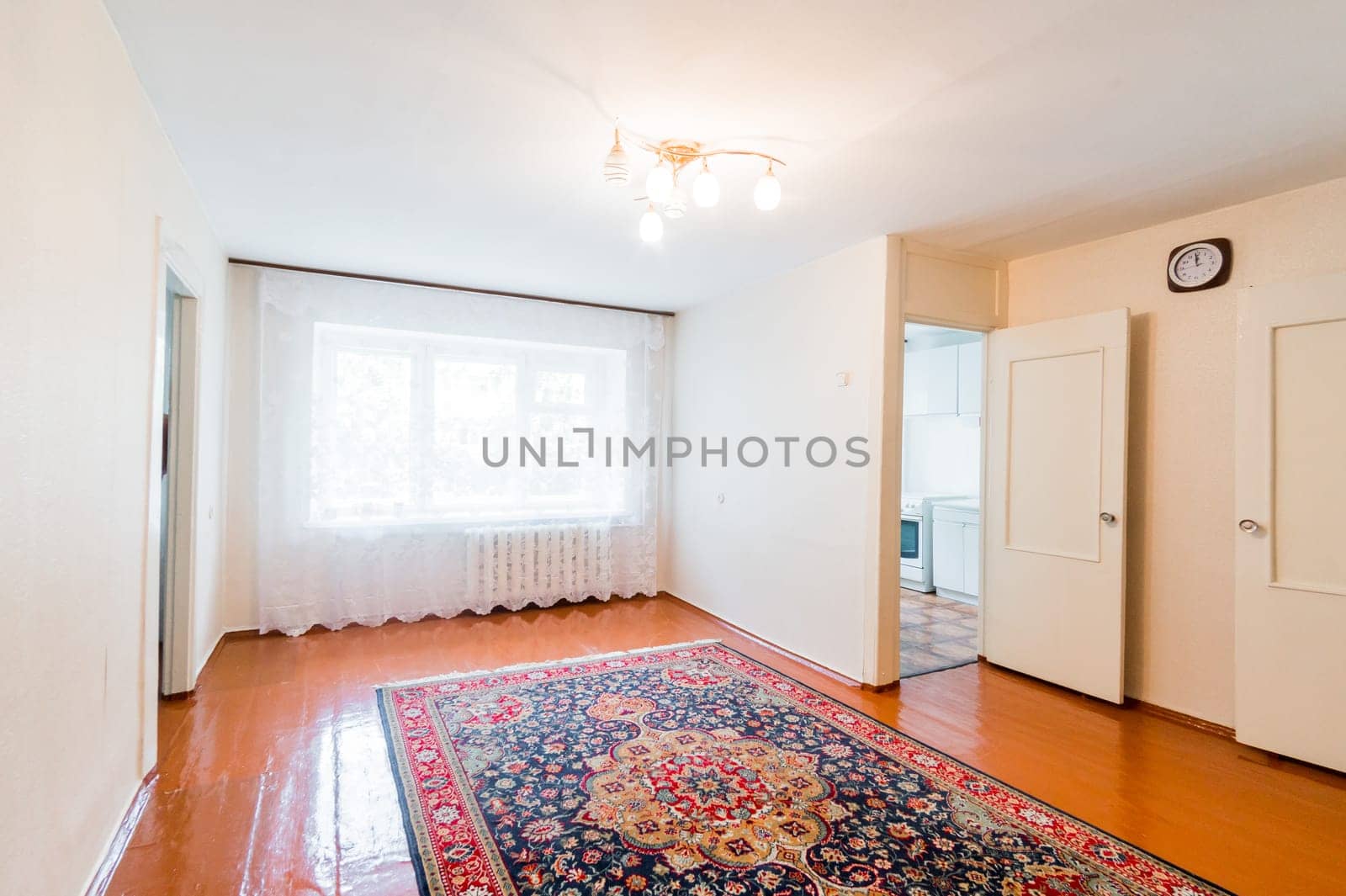 Russia, Moscow- July 23, 2019: interior room apartment. standard repair decoration in hostel. decrepit old careless not modern setting. cosmetic repairs required