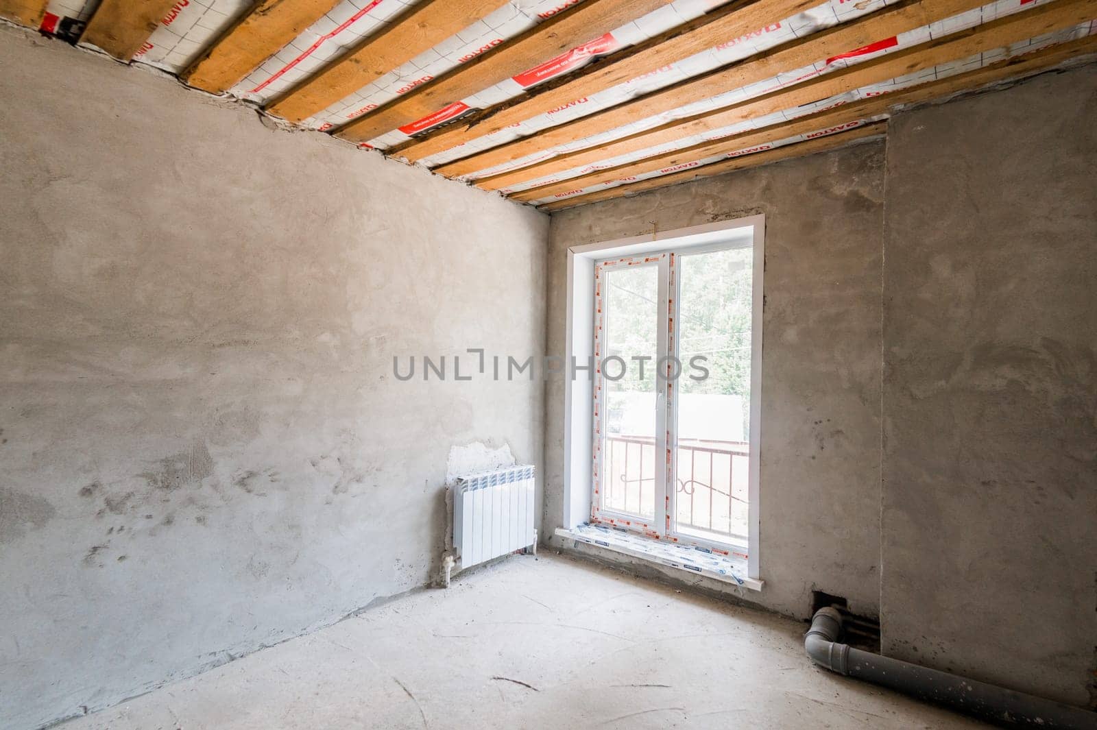 Russia, Moscow- July 23, 2019: interior room apartment. rough repair for self-finishing. interior decoration, bare walls of the room, stage of construction
