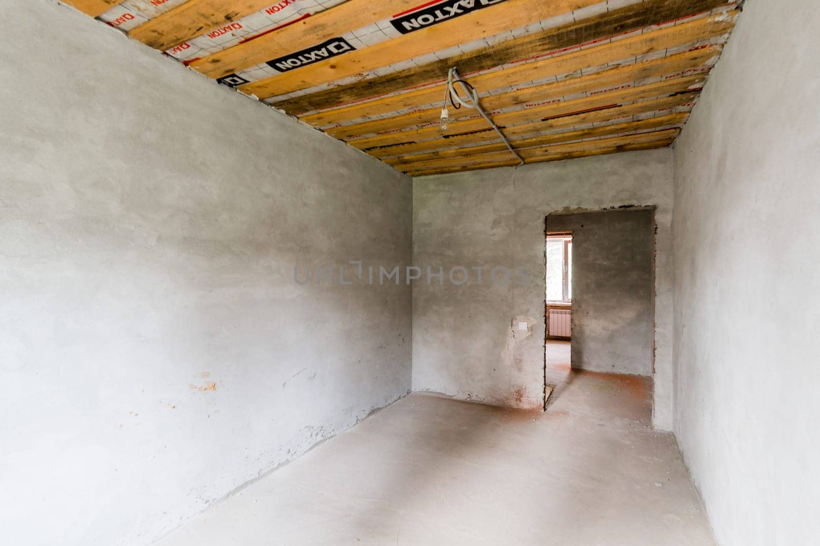 Russia, Moscow- July 23, 2019: interior room apartment. rough repair for self-finishing. interior decoration, bare walls of the room, stage of construction
