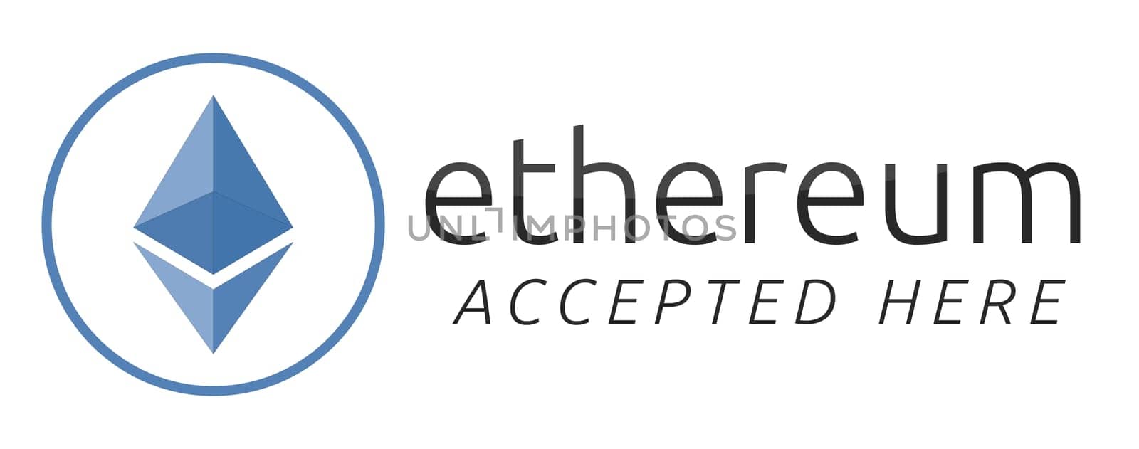 We accept ethereum. Blue ethereum virtual currency.
