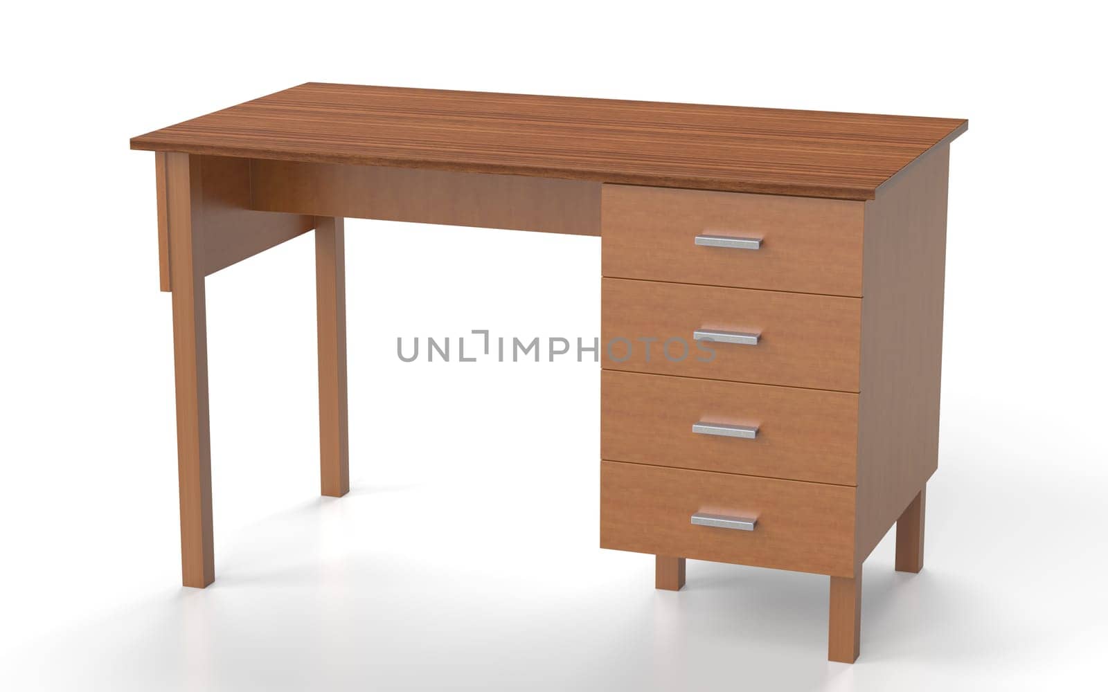 Office furniture: comfortable table with drawers. 3D rendering.