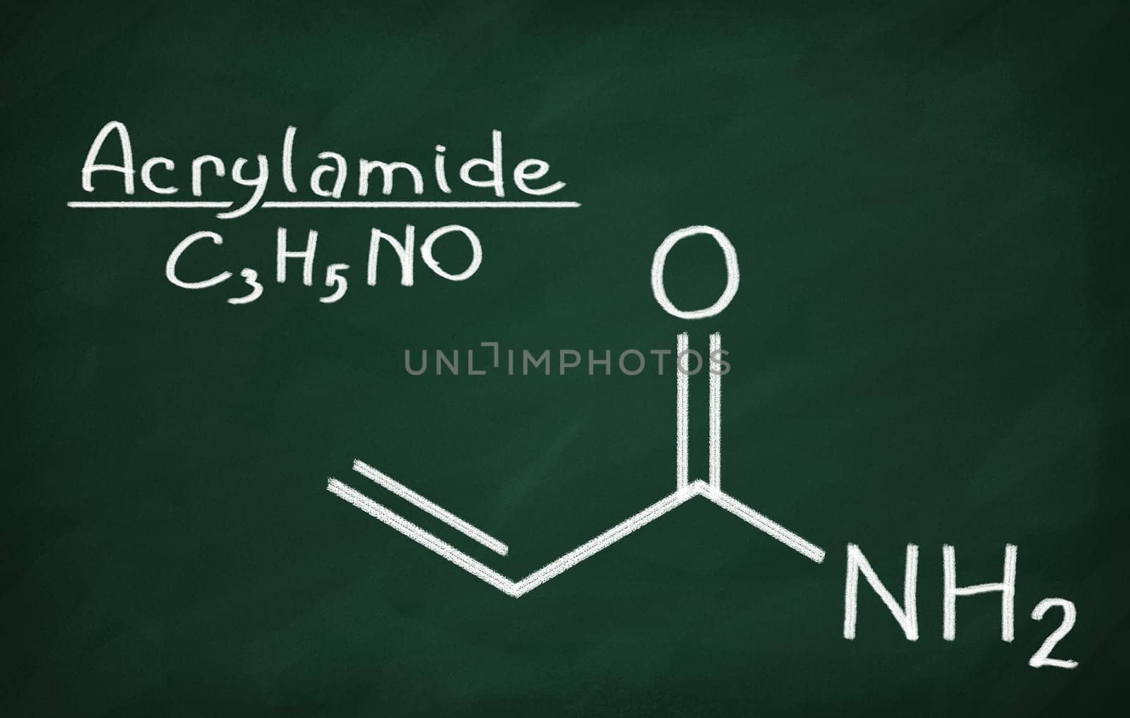 Structural model of Acrylamide on the blackboard.