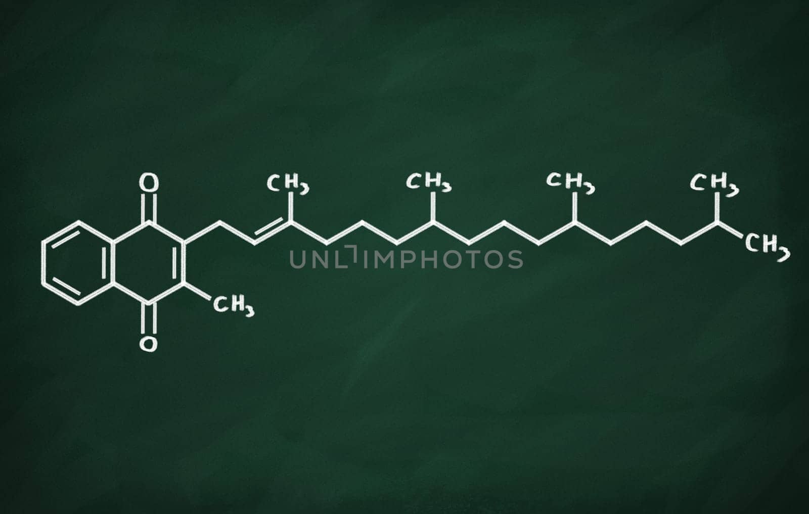 Structural model of Vitamin K on the blackboard.