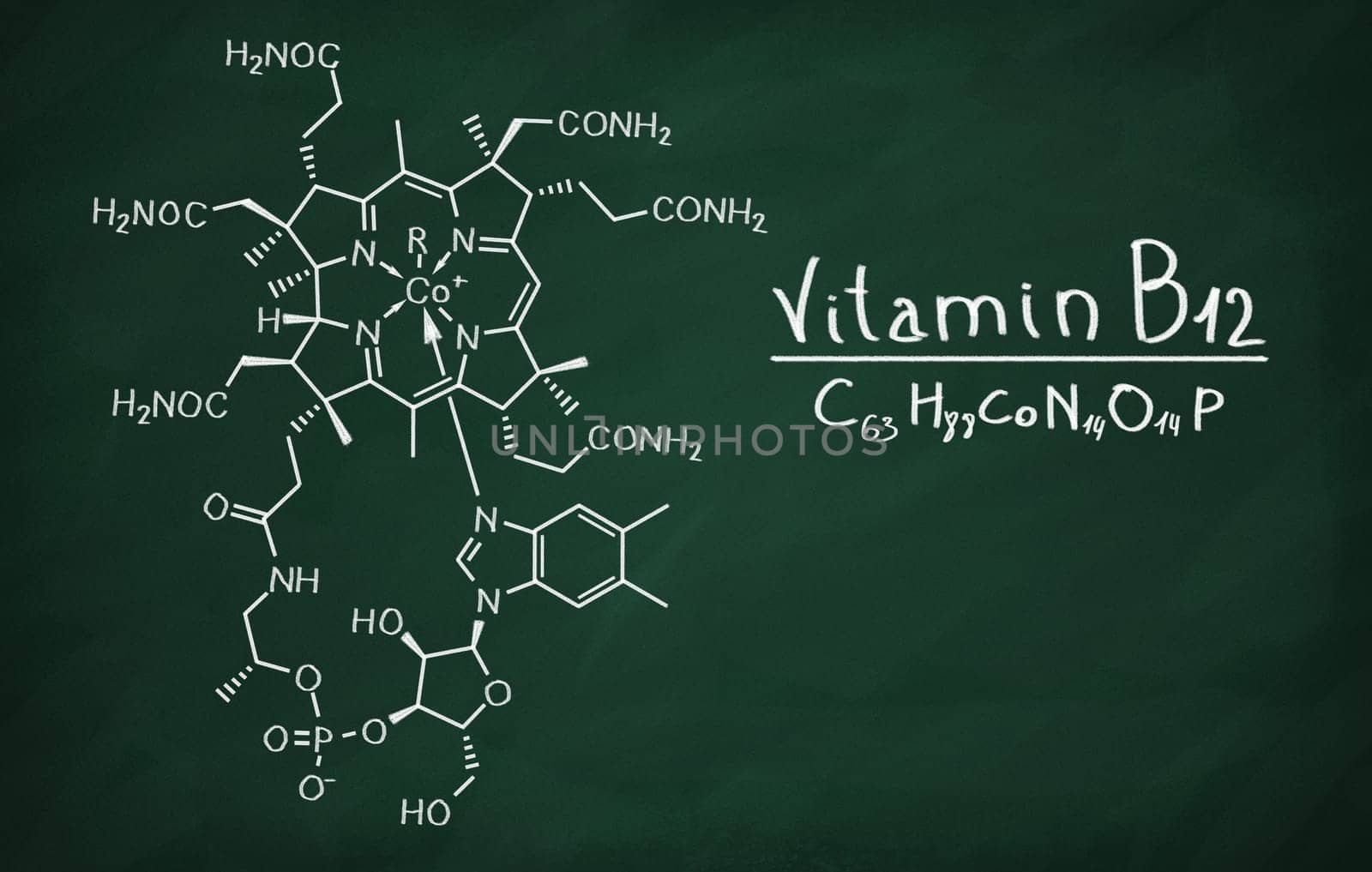 Structural model of Cobalamin on the blackboard.