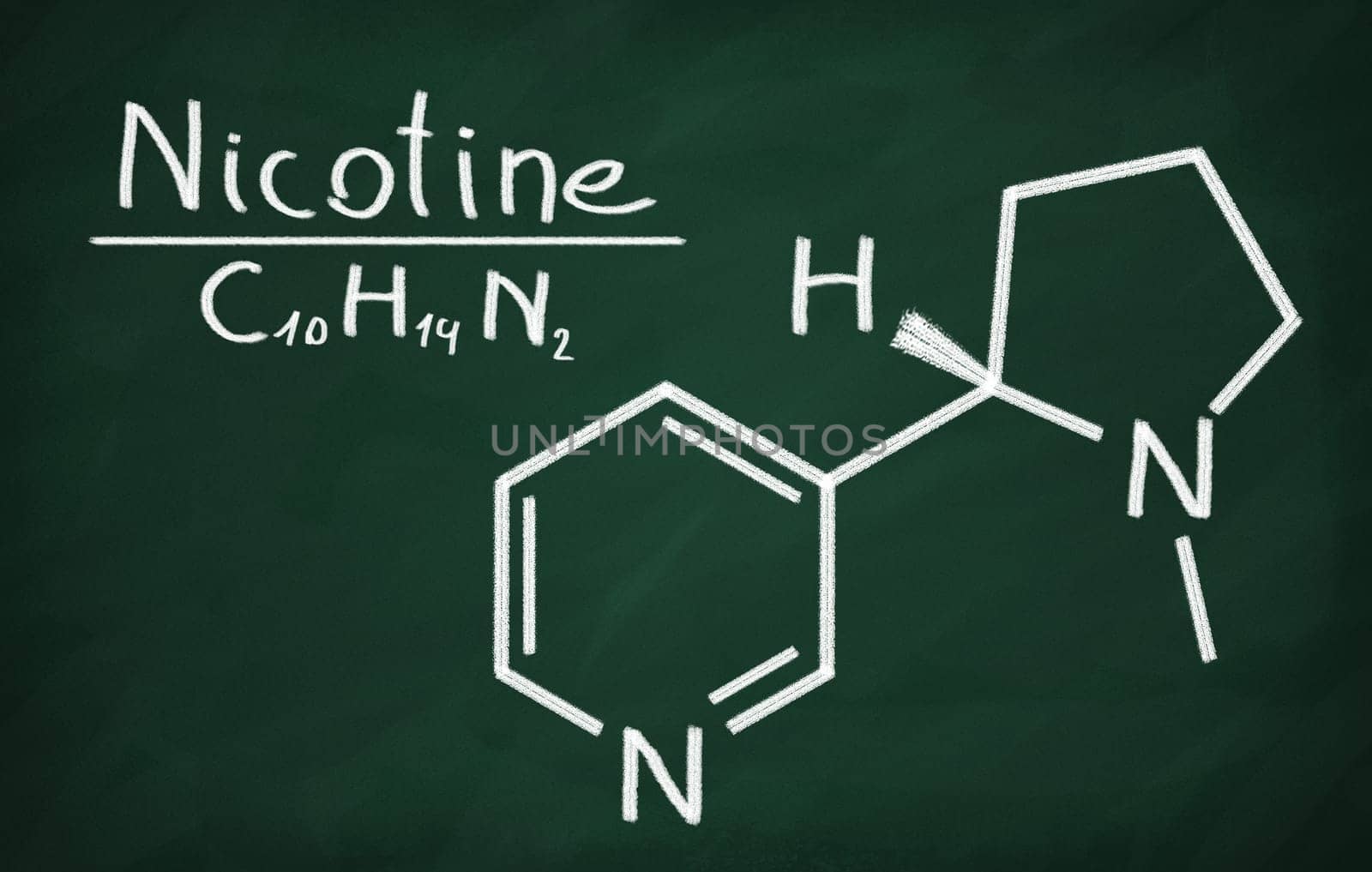 Structural model of Nicotine on the blackboard.