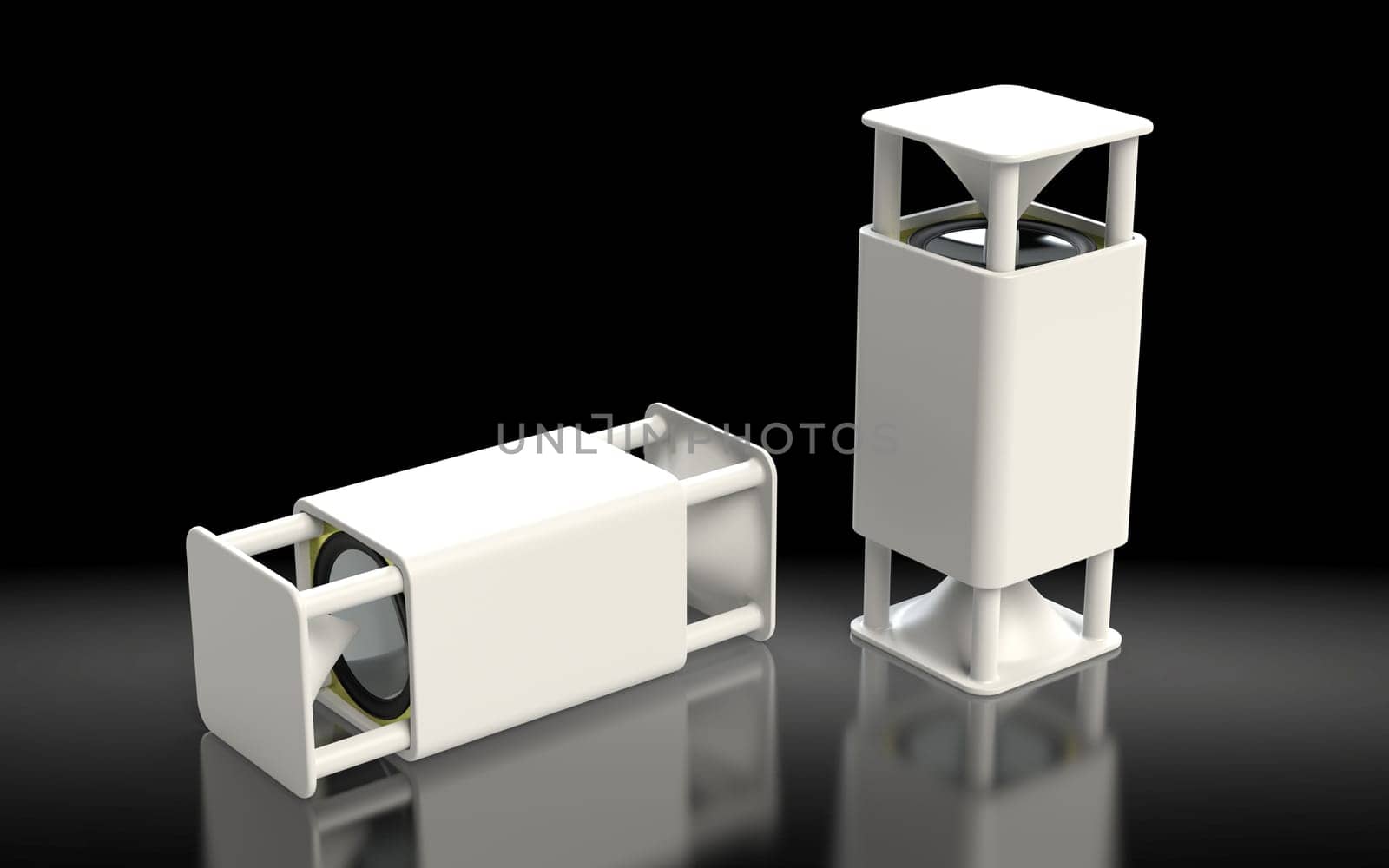 New concept of portable speaker. 3D rendering/