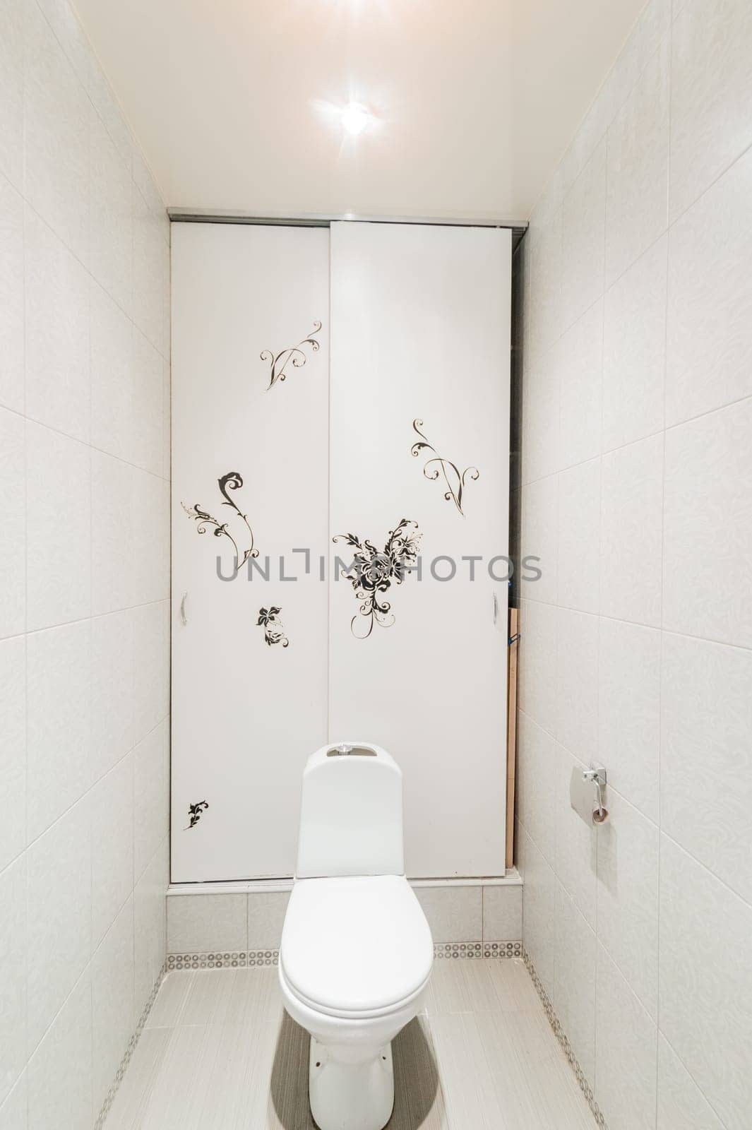 Russia, Moscow- July 23, 2019: interior room apartment. standard repair decoration in hostel. bathroom and toilet