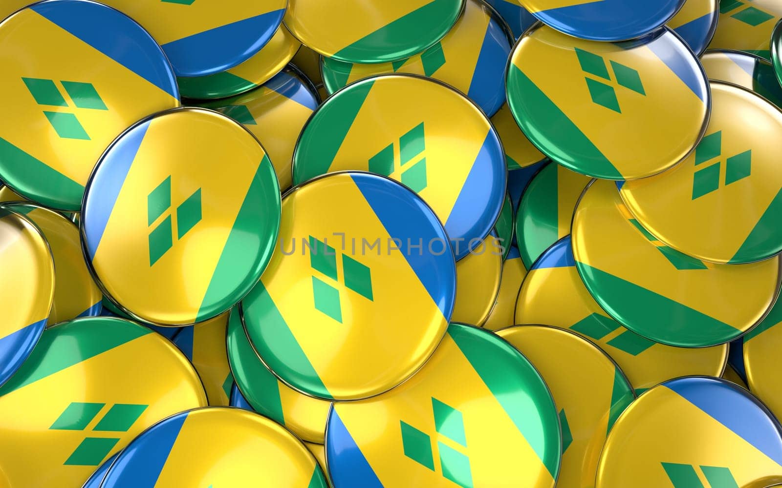 Saint Vincent and the Grenadines Badges Background. 3D Rendering
