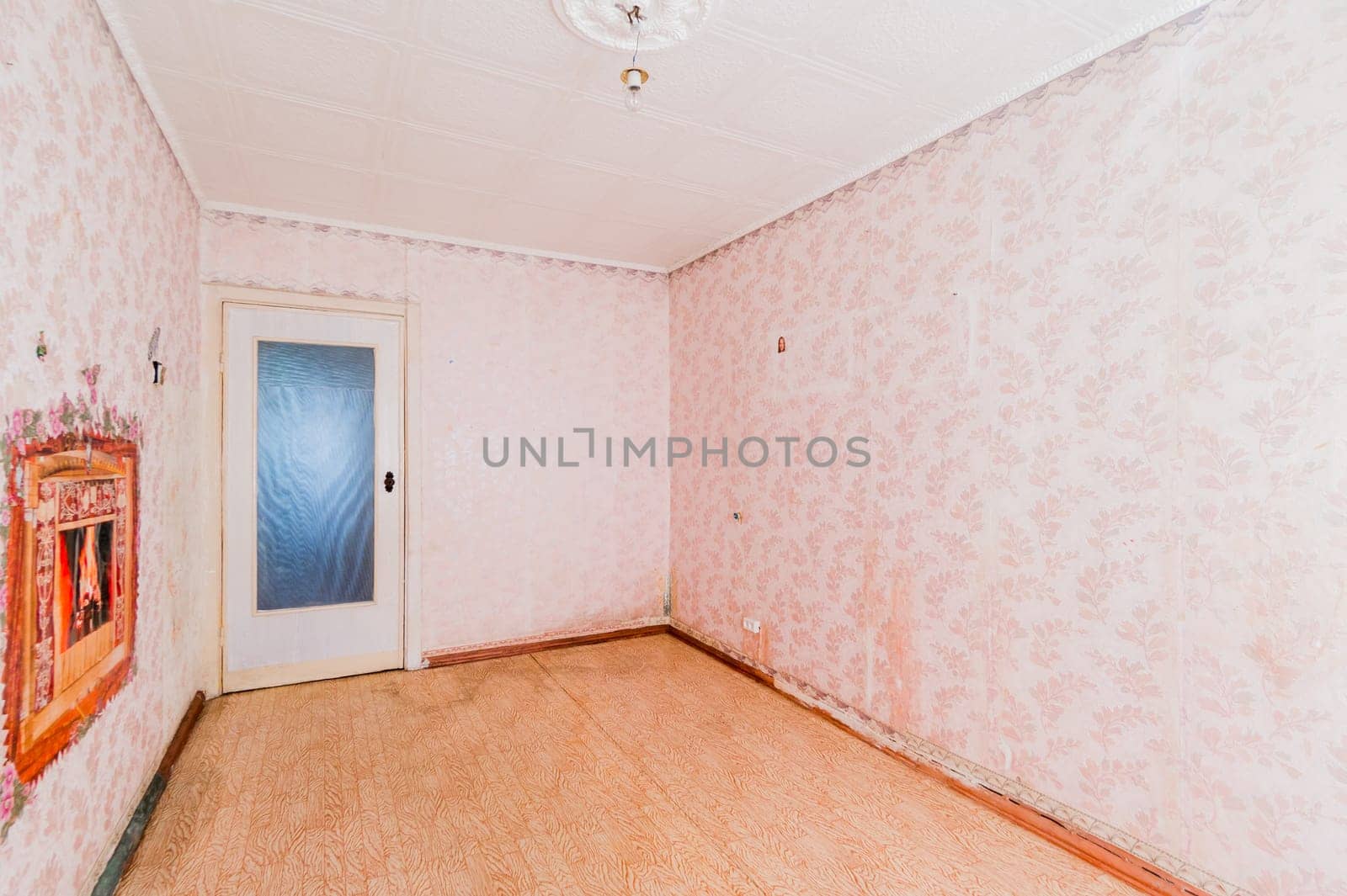Russia, Moscow- July 23, 2019: interior room apartment. decrepit old careless not modern setting. cosmetic repairs required