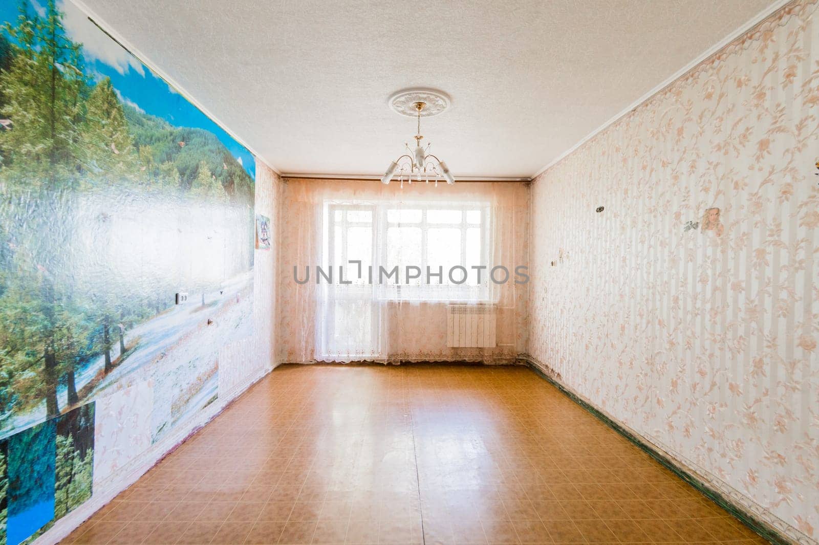 Russia, Moscow- July 23, 2019: interior room apartment. decrepit old careless not modern setting. cosmetic repairs required