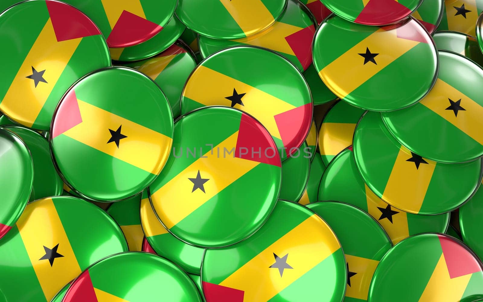Sao Tome and Principe Badges Background. 3D Rendering
