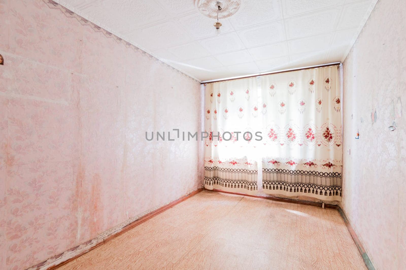 Russia, Moscow- July 23, 2019: interior room apartment. decrepit old careless not modern setting. cosmetic repairs required