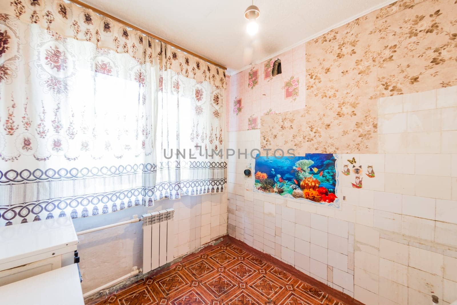Russia, Moscow- July 23, 2019: interior room apartment. decrepit old careless not modern setting. cosmetic repairs required