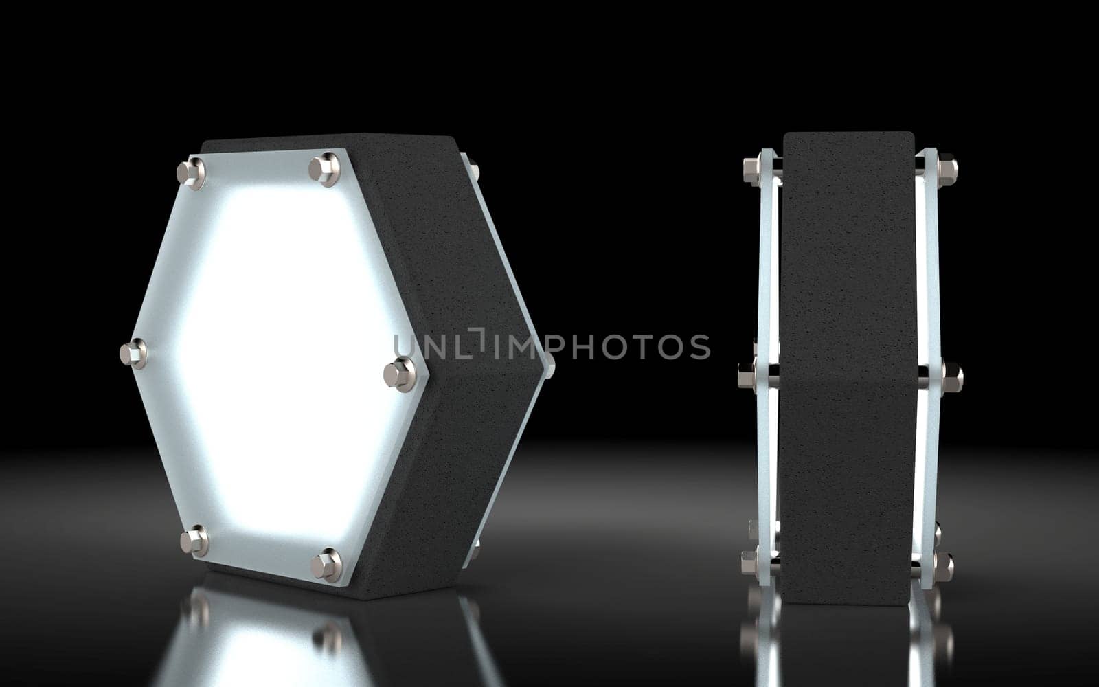 The night lamp prototype made from concrete. 3D rendering