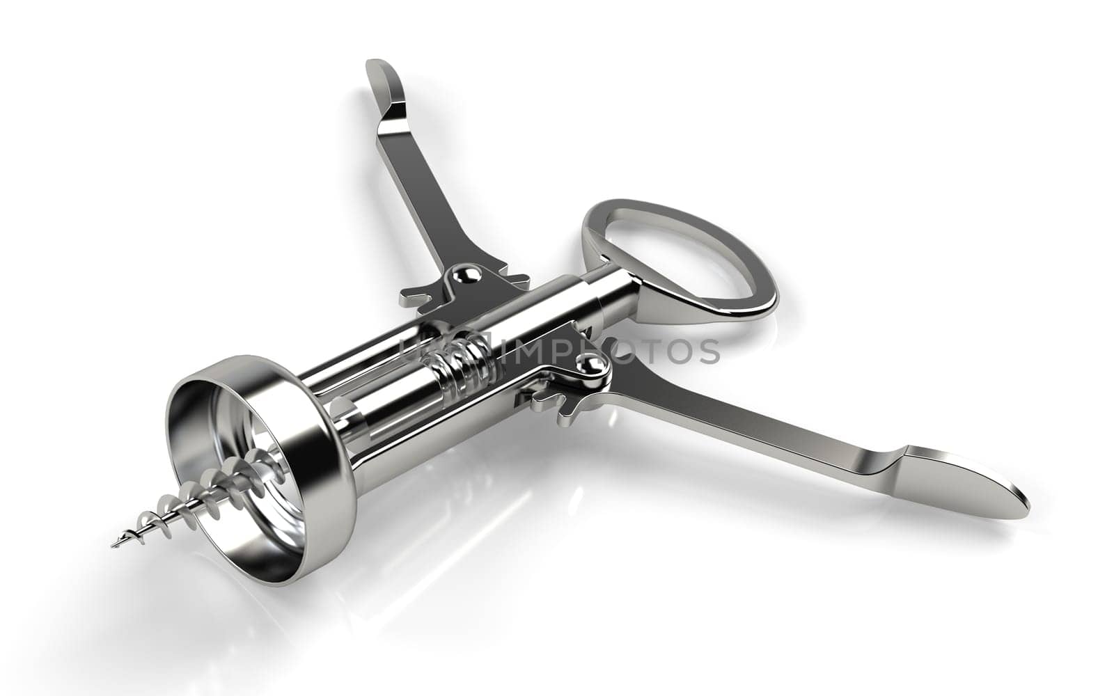 Modern wine bottle opener white background. 3D rendering
