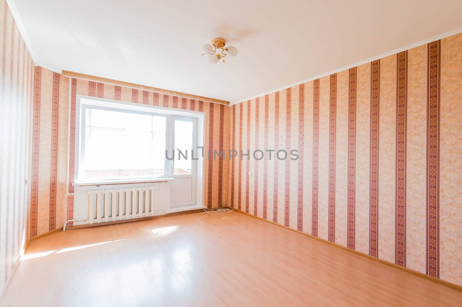 Russia, Moscow- August 01, 2019: interior room apartment. decrepit old careless not modern setting. cosmetic repairs required