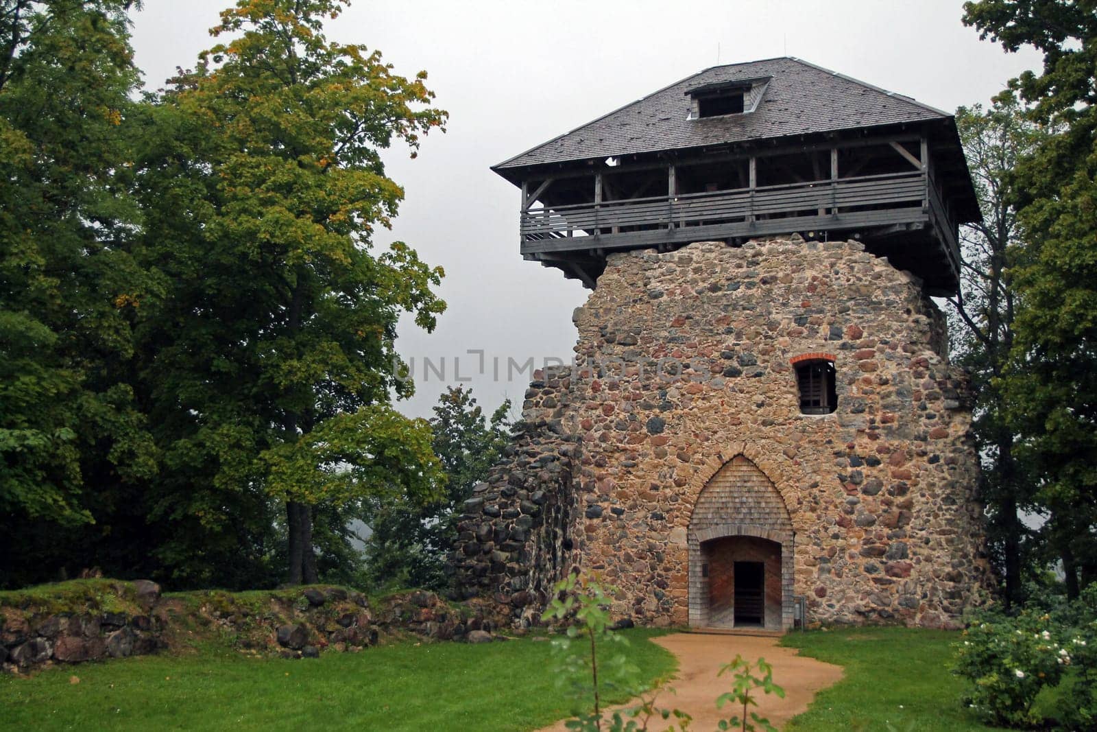 The old Sigulda tower in the protection wall