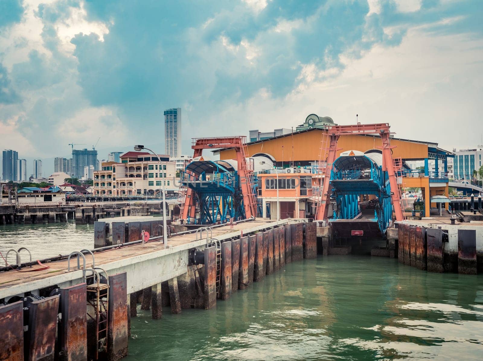 Penang rapid ferry terminal, Malaysia. View from the Penang strait