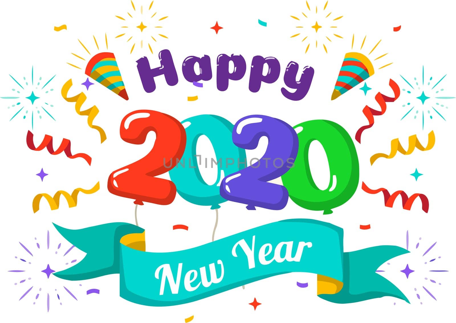 new year 2020 holiday seasonal celebration illustration colorful