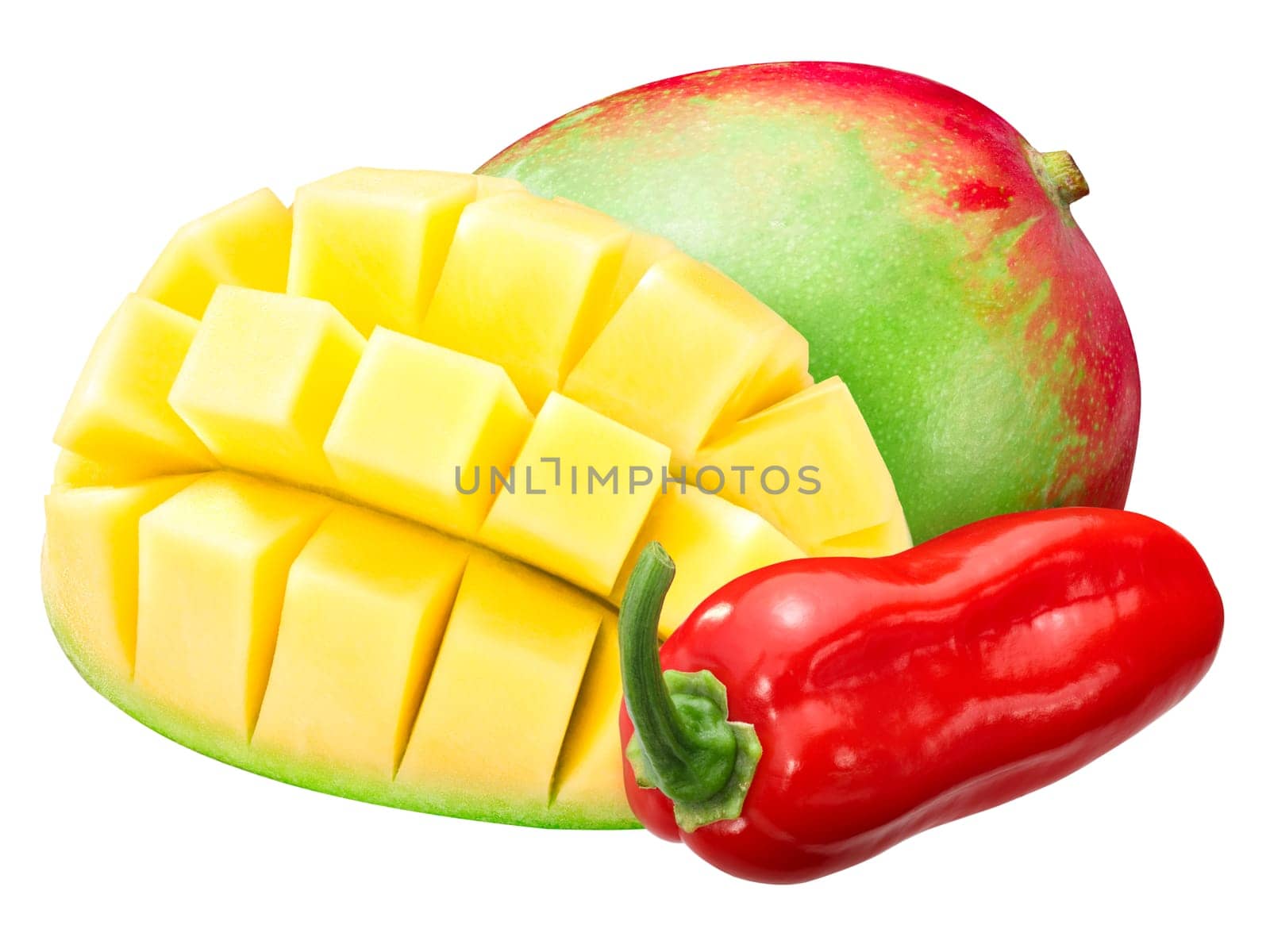 Mango with Habanero chile pepper isolated