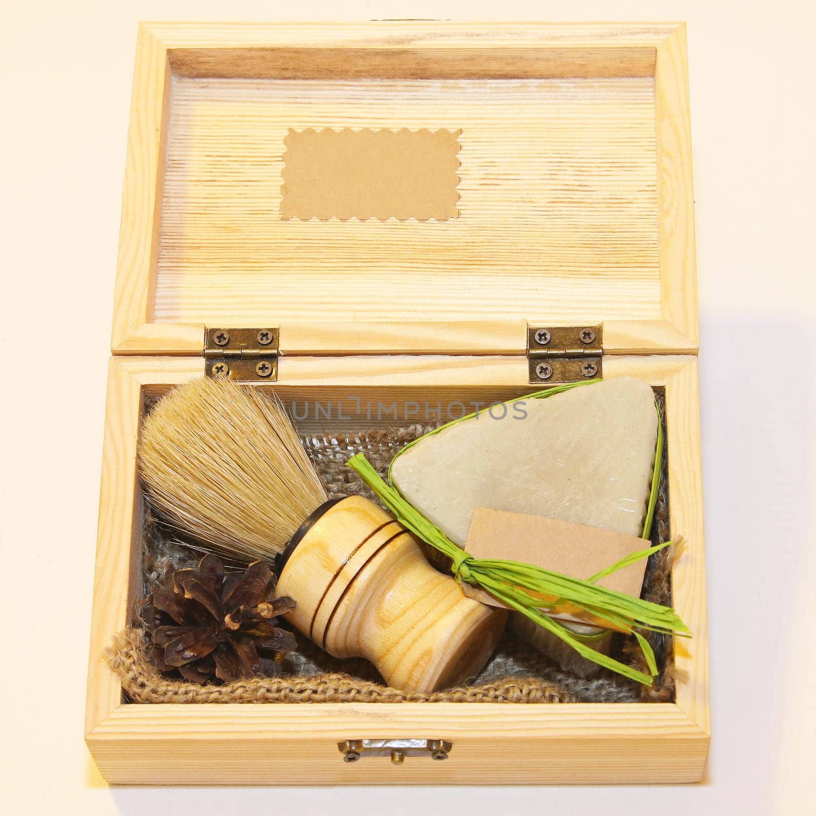 Traditional style barber brush and shave soap set
