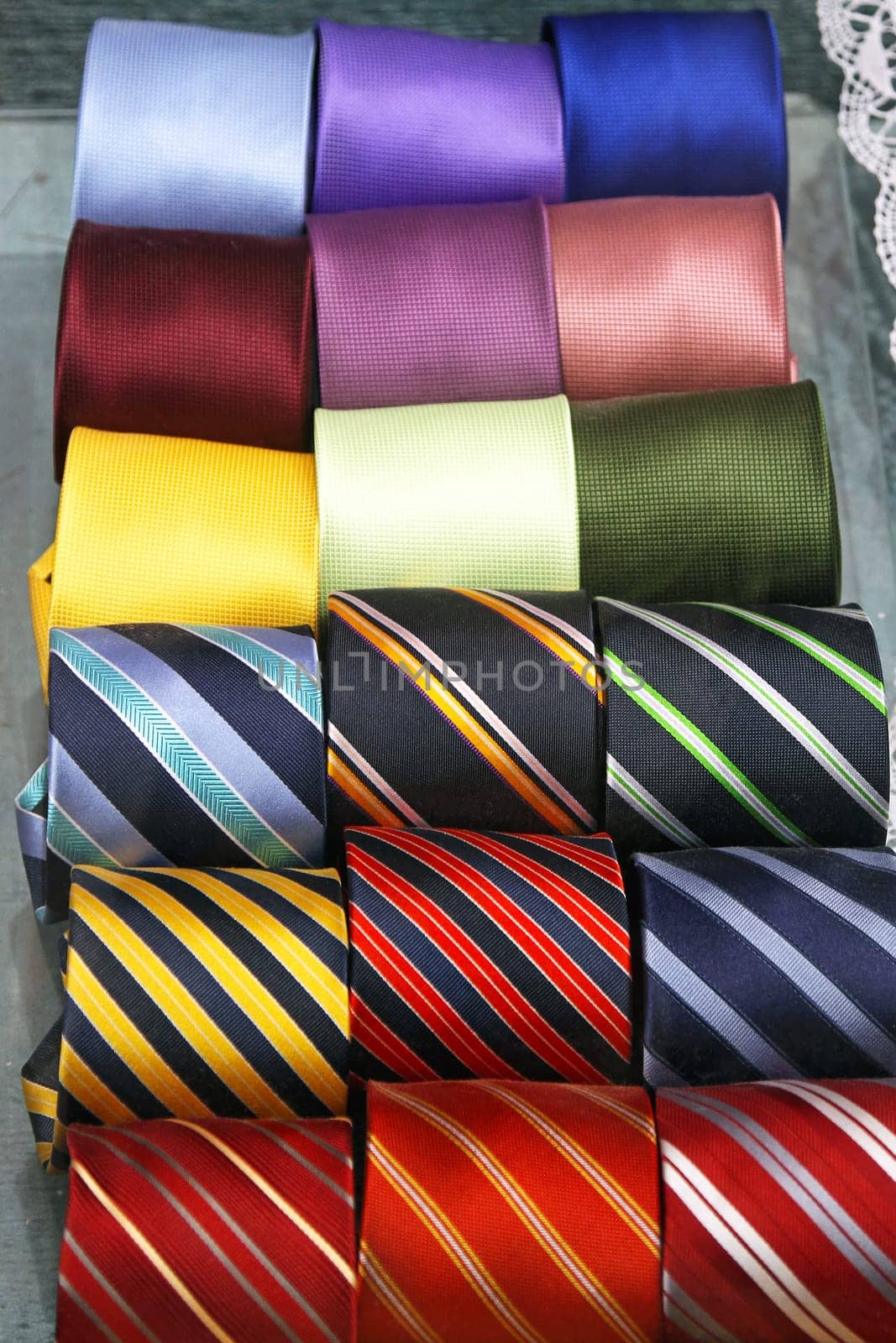 Colourful neck ties assortment made from silk