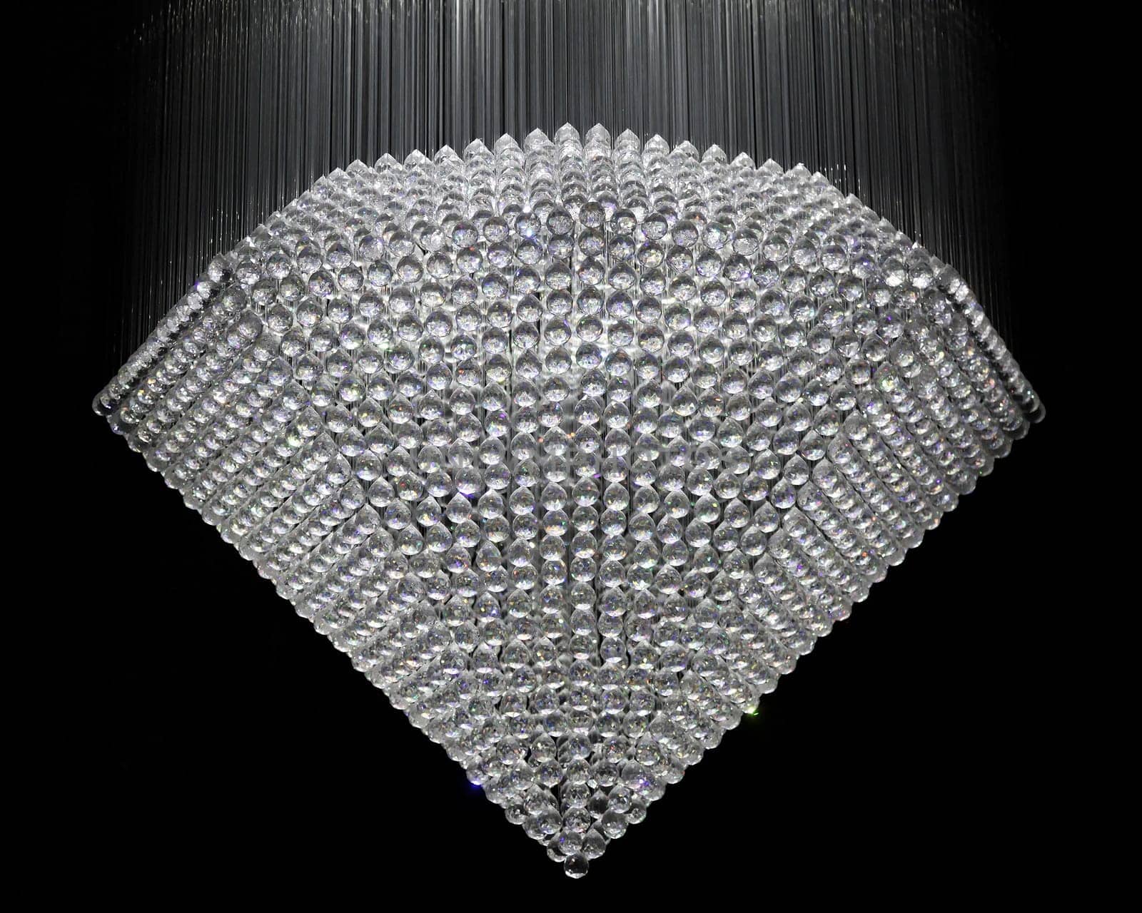 Chandelier made from crystal gem stones in diamond shape