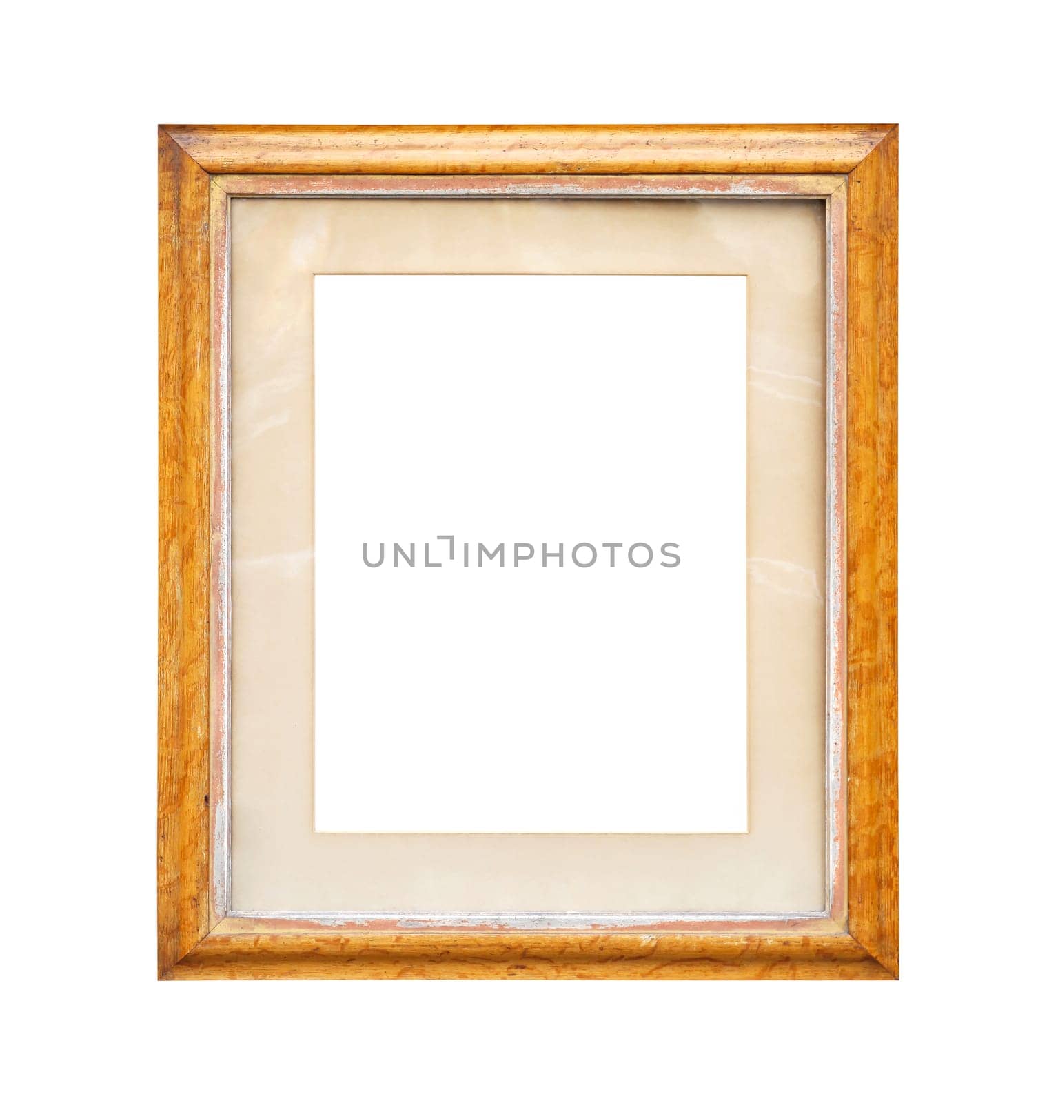 Wooden frame isolated on white with clipping path