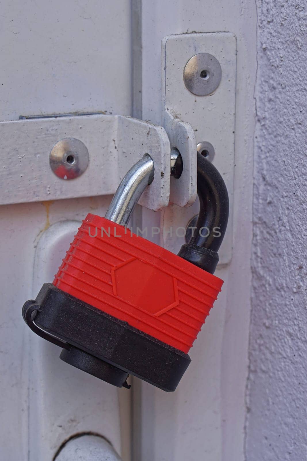 Big red strong padlock storage protection safety